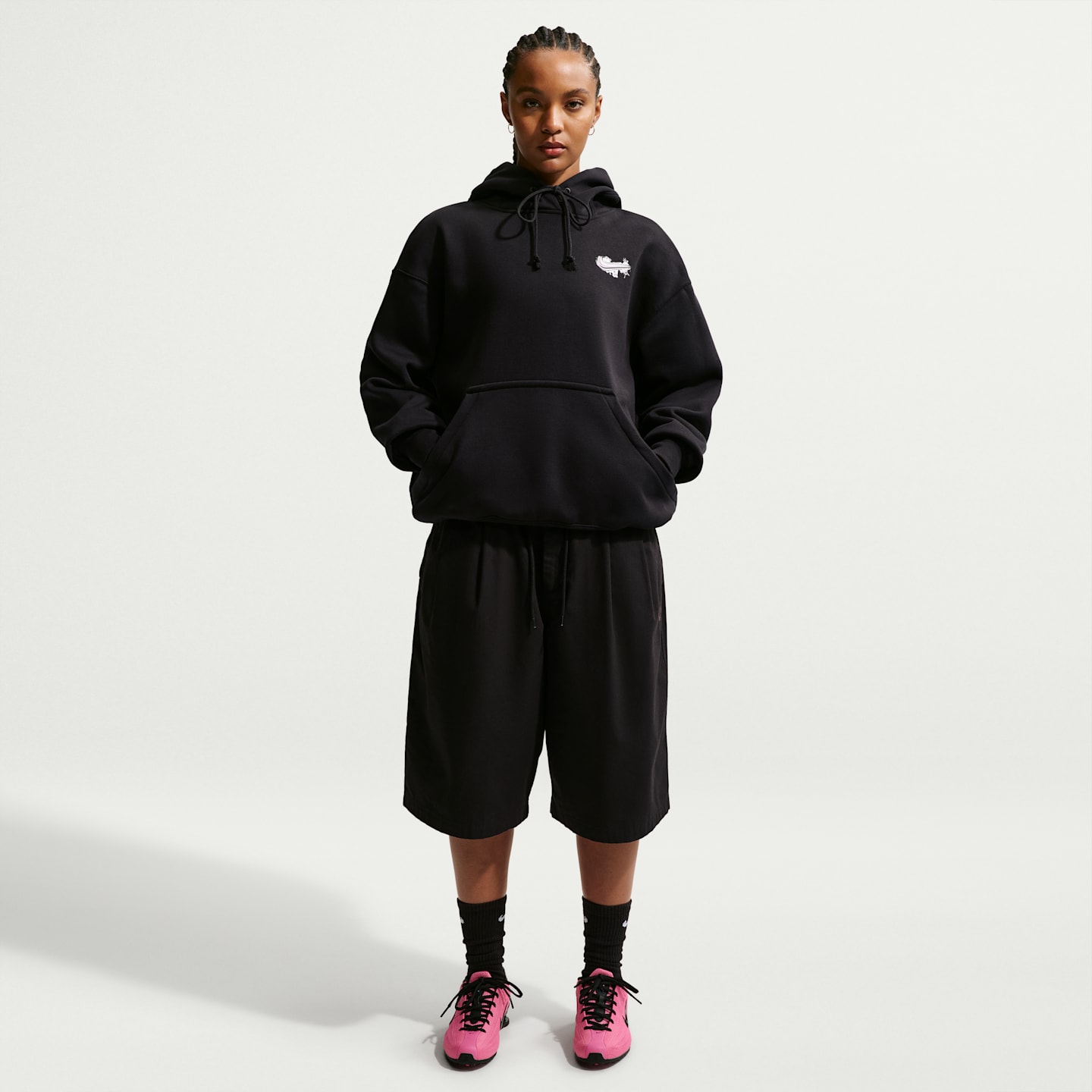 Женское худи Nike Sportswear Phoenix Fleece Oversized, цвет: Чёрный / Светлый пурпурный — фото 4