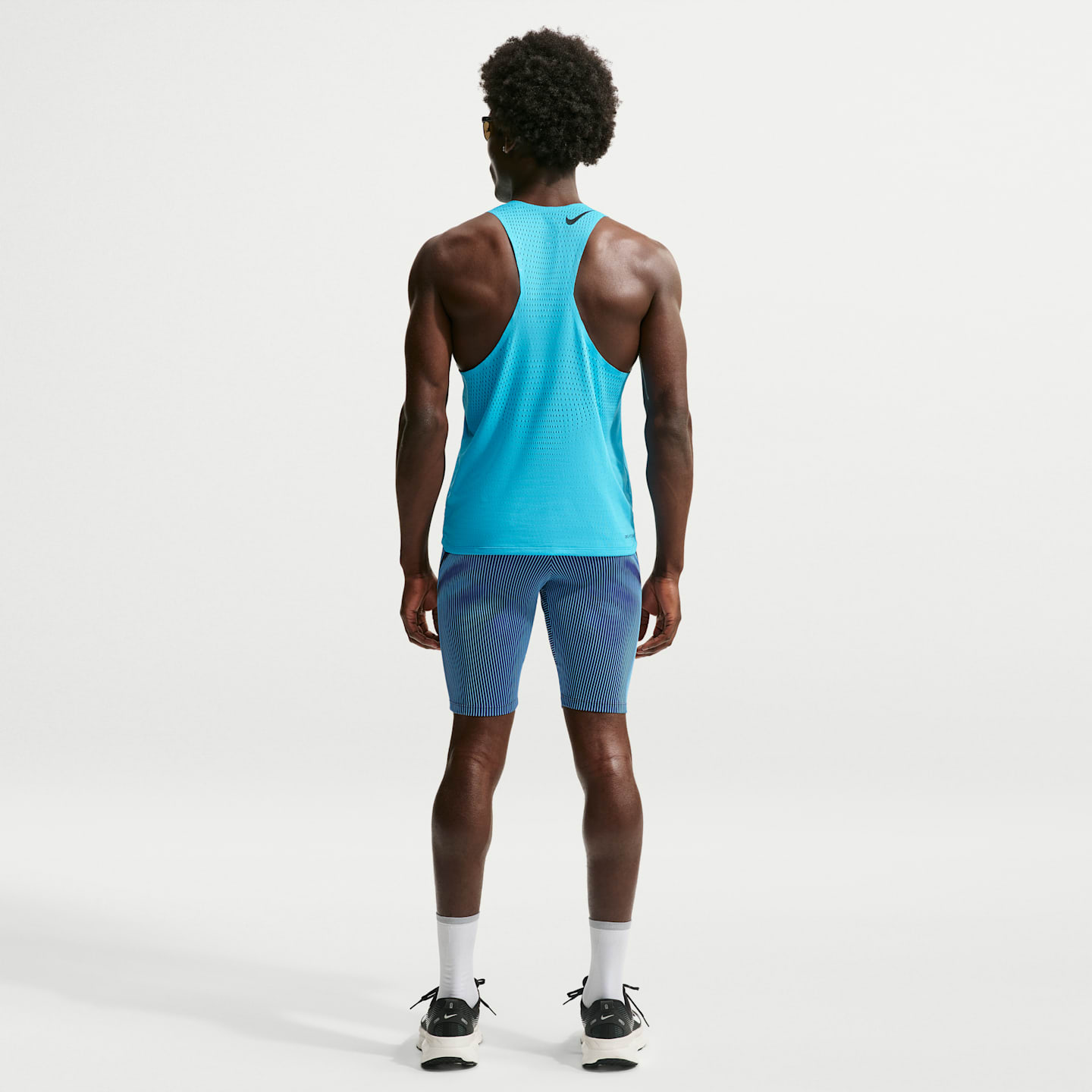 Мужские беговые тайтсы до колена Nike AeroSwift Dri-FIT ADV, цвет: Синий / Чёрный — фото 5