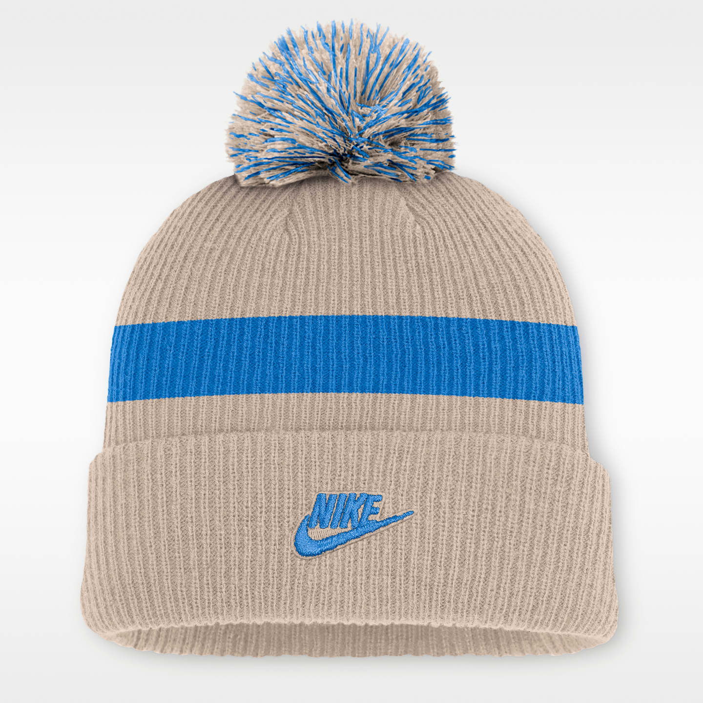 Мужская шапка-бини Nike NFL Los Angeles Chargers Rewind Peak с отворотом и помпоном, цвет: Песочный — фото 2