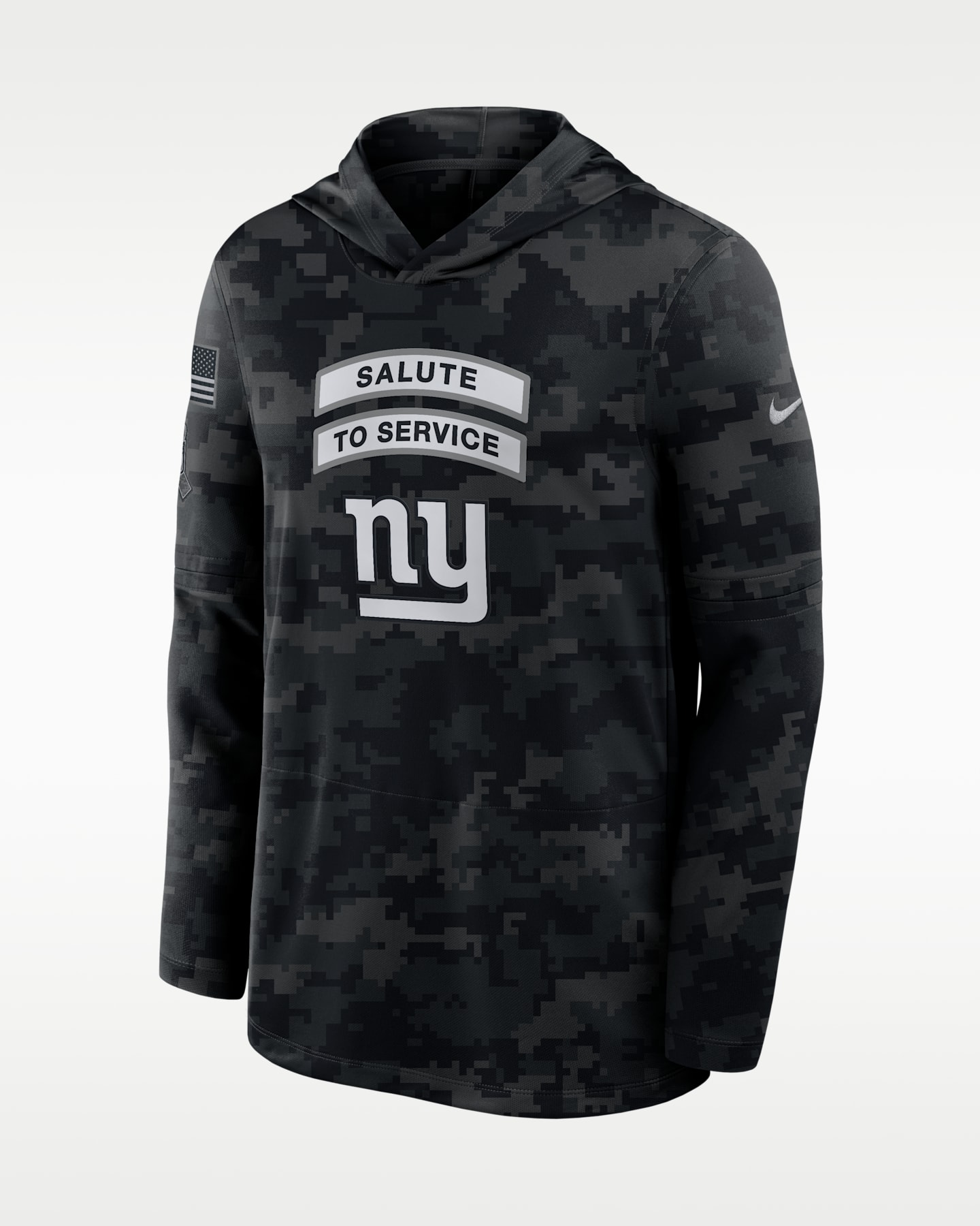 Мужской лонгслив с капюшоном Nike Dri-FIT NFL New York Giants Salute to Service, цвет: Чёрный — фото 3