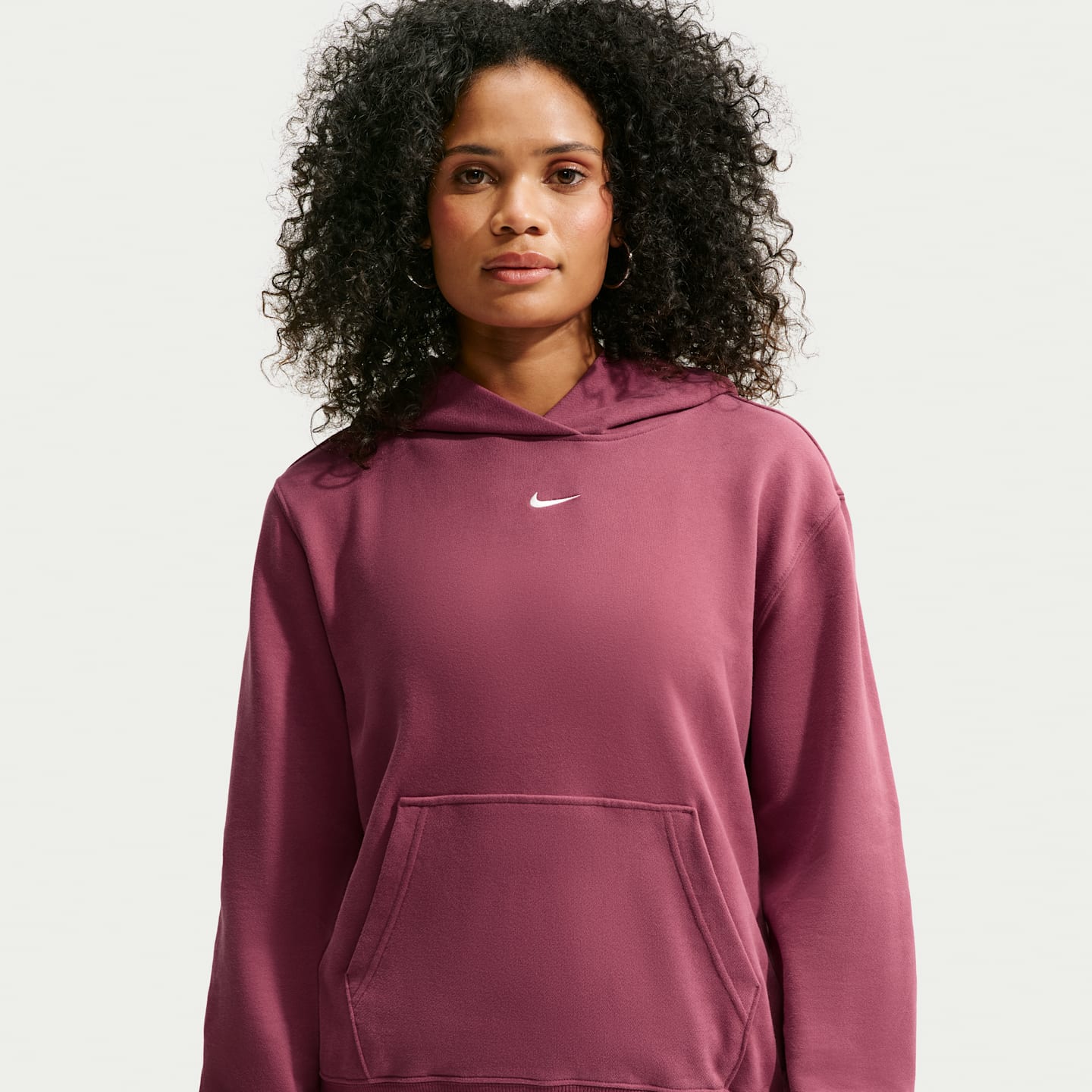 Женское худи Nike Studio Fleece Lightweight French Terry, цвет: Розовый / Молочный — фото 3