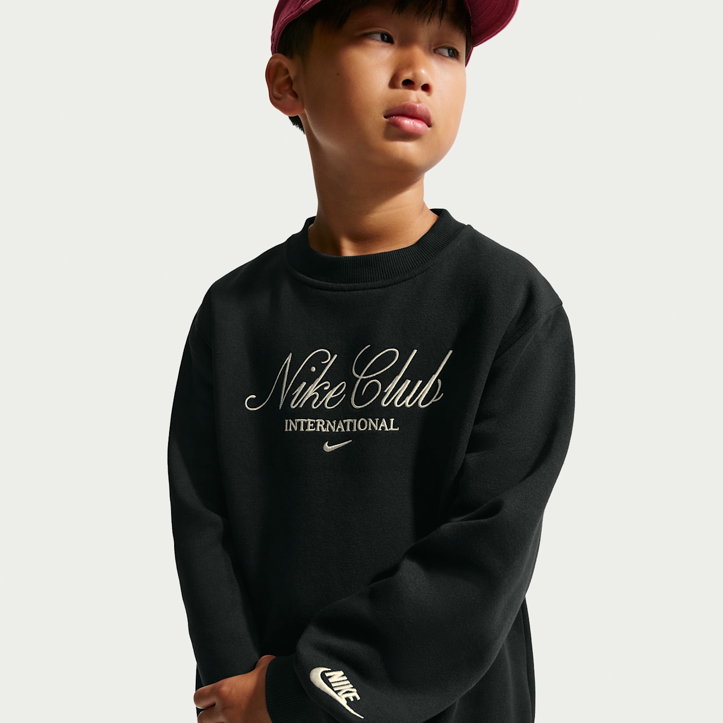 Детский флисовый свитшот Nike Sportswear, цвет: Чёрный — фото 3