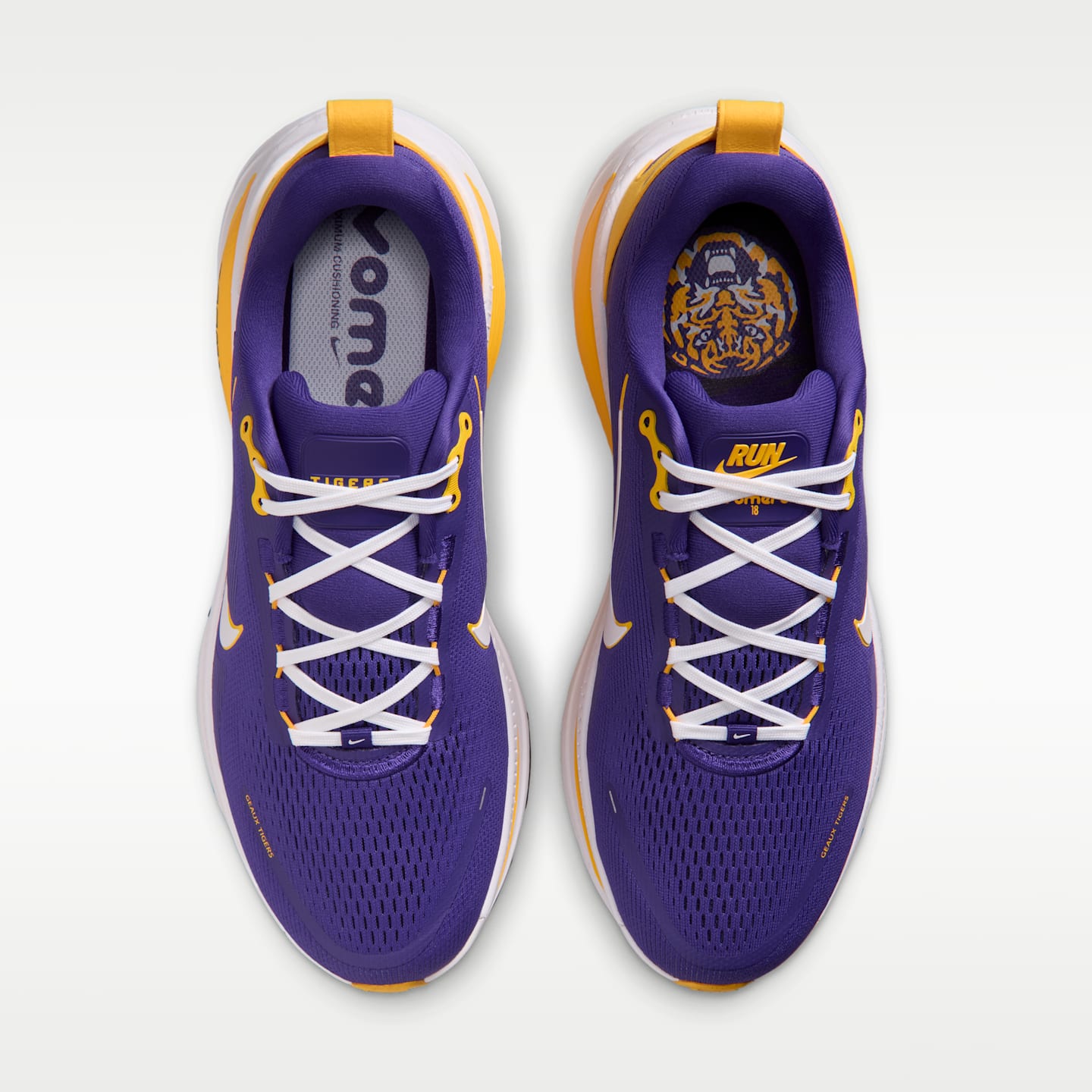 Мужские кроссовки Nike College Vomero 18 (LSU) Road Running, цвет: Фиолетовый / Золотой — фото 4