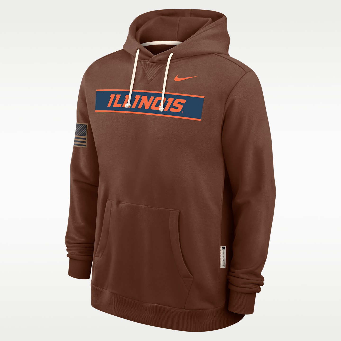 Мужское худи Nike Illinois 2026 Military Appreciation Dri-FIT College Pullover, цвет: Коричневый — фото 1