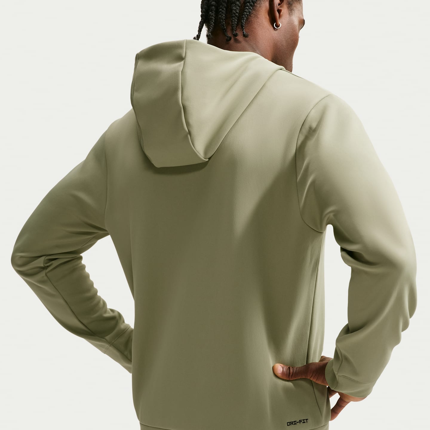 Мужское флисовое худи на молнии Nike Flex Dri-FIT с УФ-защитой, цвет: Пыльный оливковый / Чёрный — фото 2