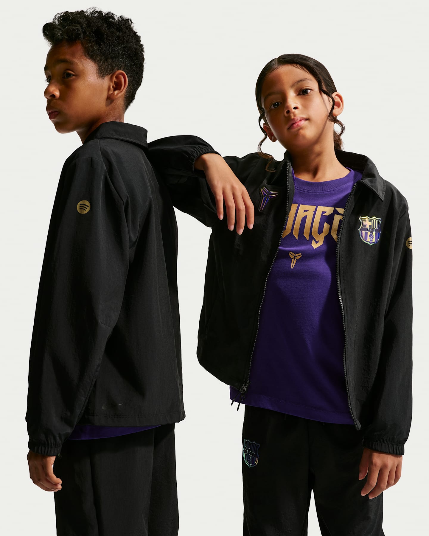 Детская футбольная ветровка Nike FC Barcelona Away Kobe, цвет: Чёрный / Фиолетовый — фото 8