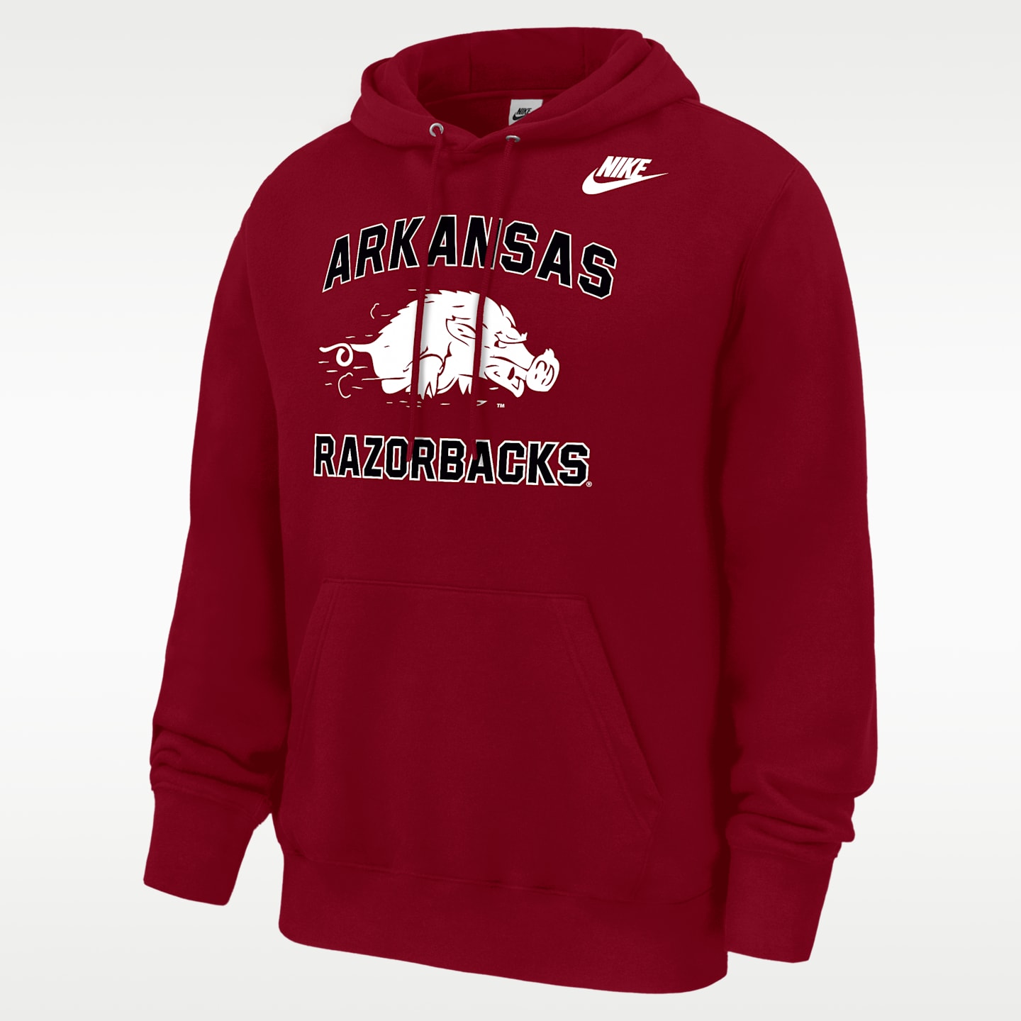 Мужское худи Nike Arkansas Razorbacks Club Football Fleece Pullover, цвет: Малиновый — фото 1