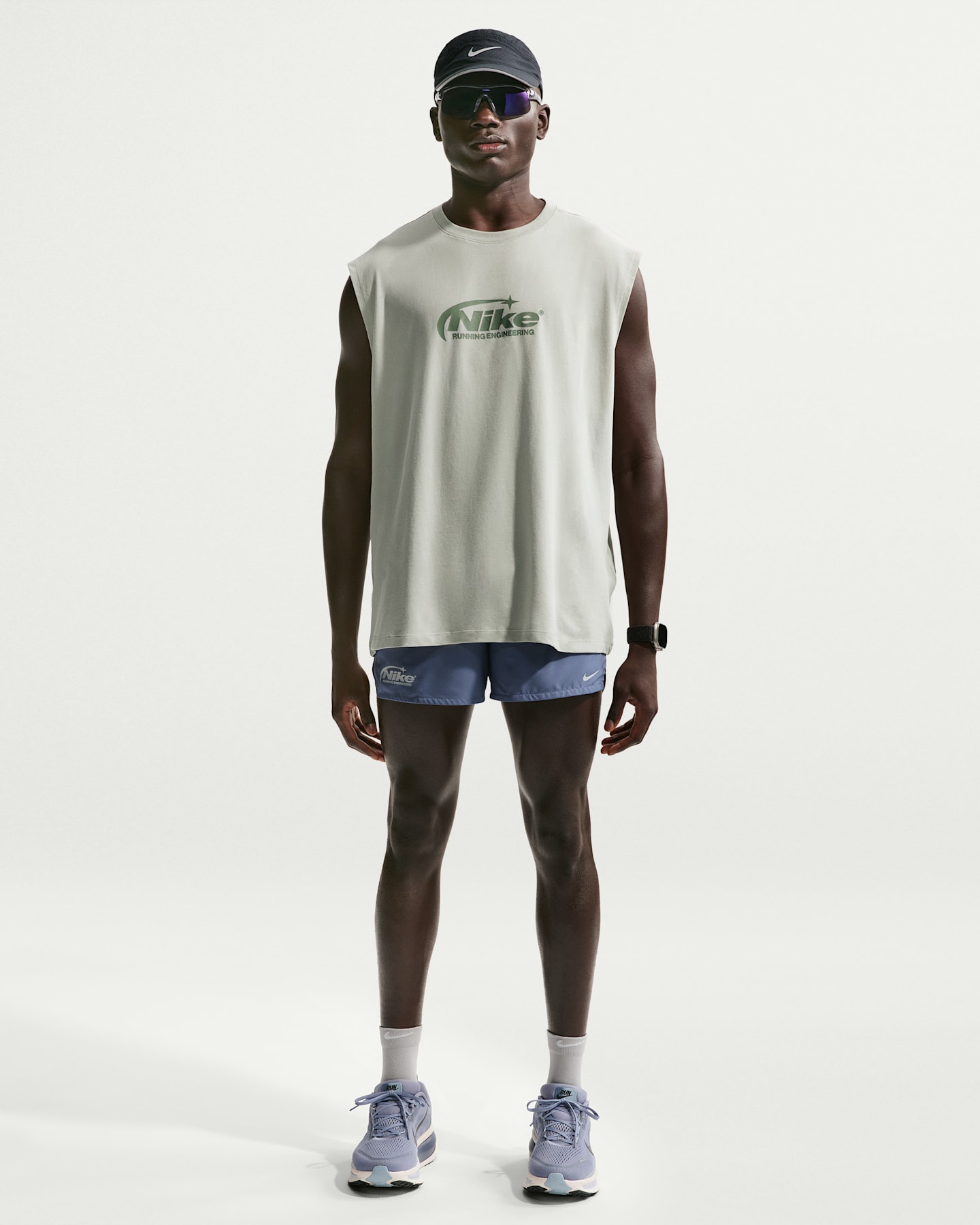 Мужские беговые шорты Nike Dri-FIT 3" со встроенными брифами, цвет: Синий / Средний пепельный — фото 7