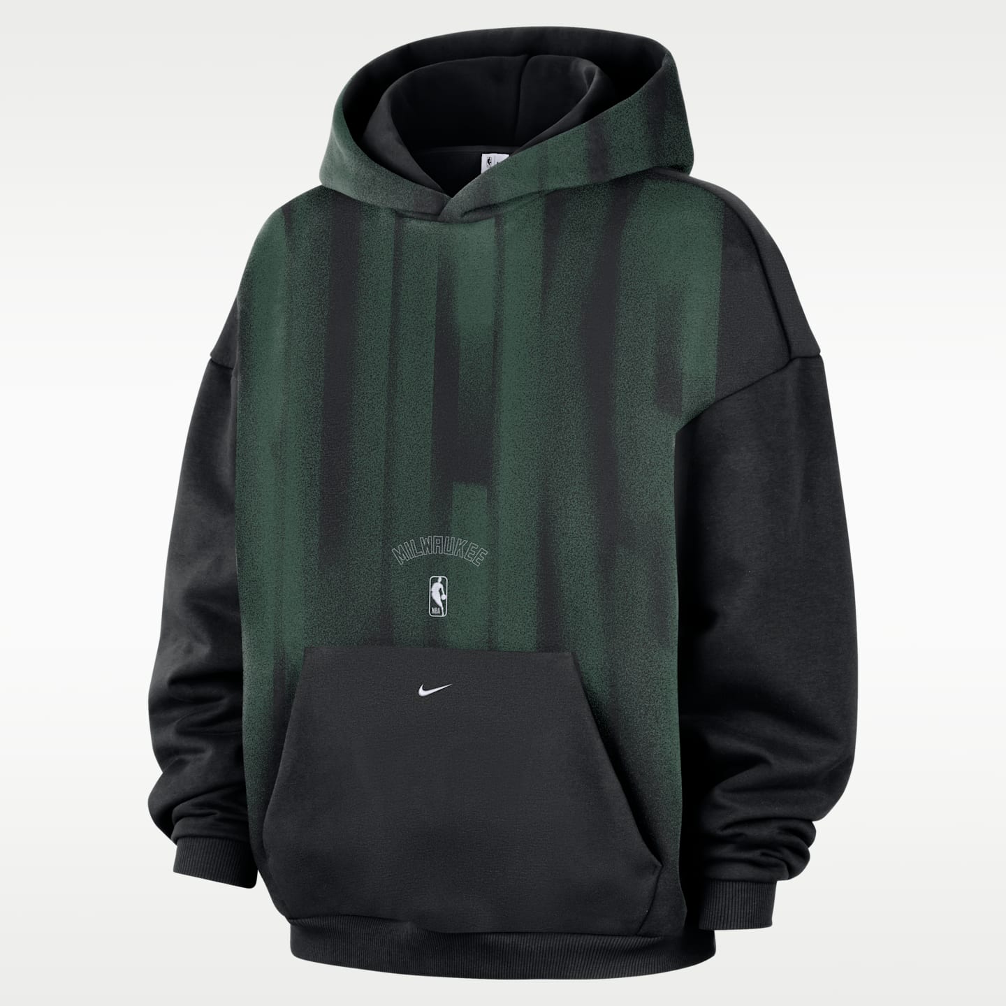 Мужское худи Nike Milwaukee Bucks Standard Issue Therma-FIT Fleece Basketball, цвет: Чёрный / Белый — фото 1