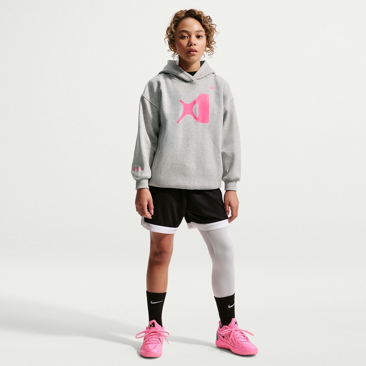 Детская баскетбольная худи Nike A'ja Wilson Club Fleece, цвет: Платиновый / Меланжевый — фото 4
