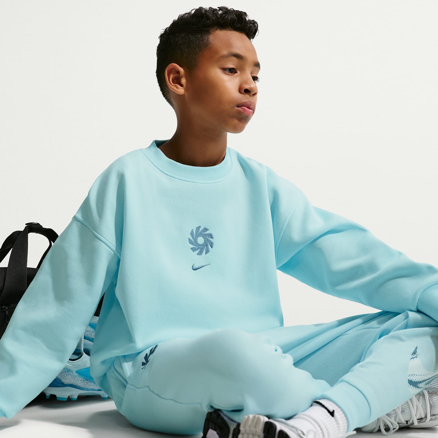 Детский футбольный свитшот оверсайз Nike Erling Haaland Club Fleece, цвет: Синий — фото 3
