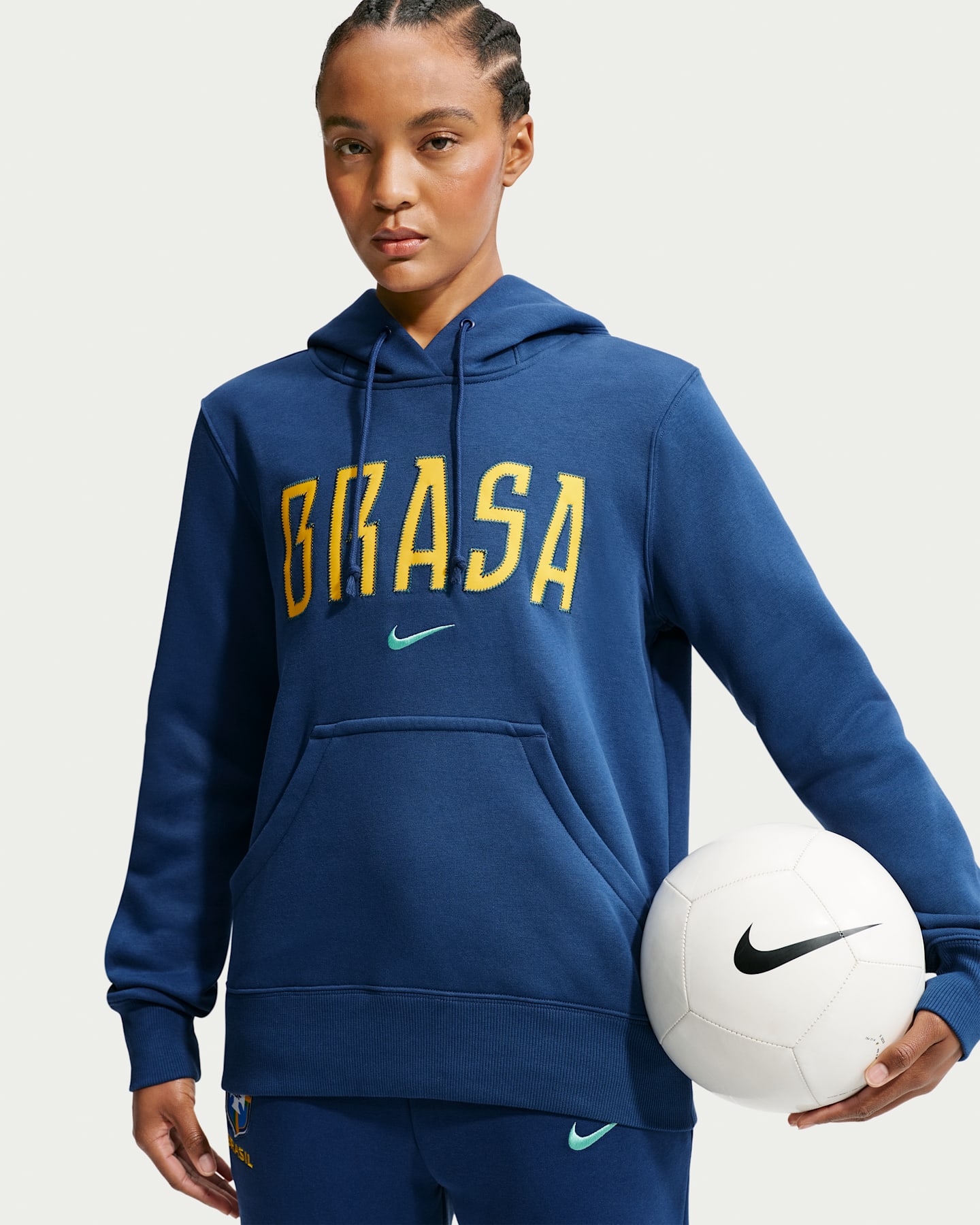 Женское футбольное флисовое худи Nike Brazil Phoenix, цвет: Синий — фото 6