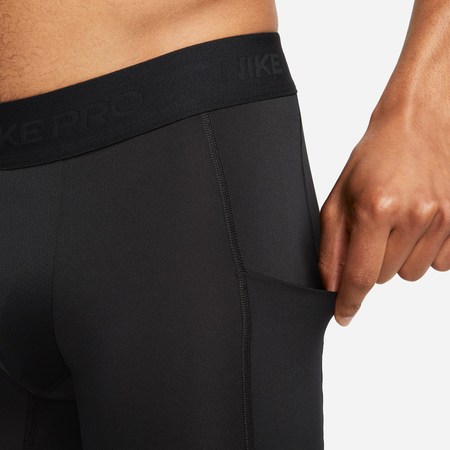 Мужские длинные шорты для фитнеса Nike Pro Dri-FIT, цвет: Чёрный / Белый — фото 4