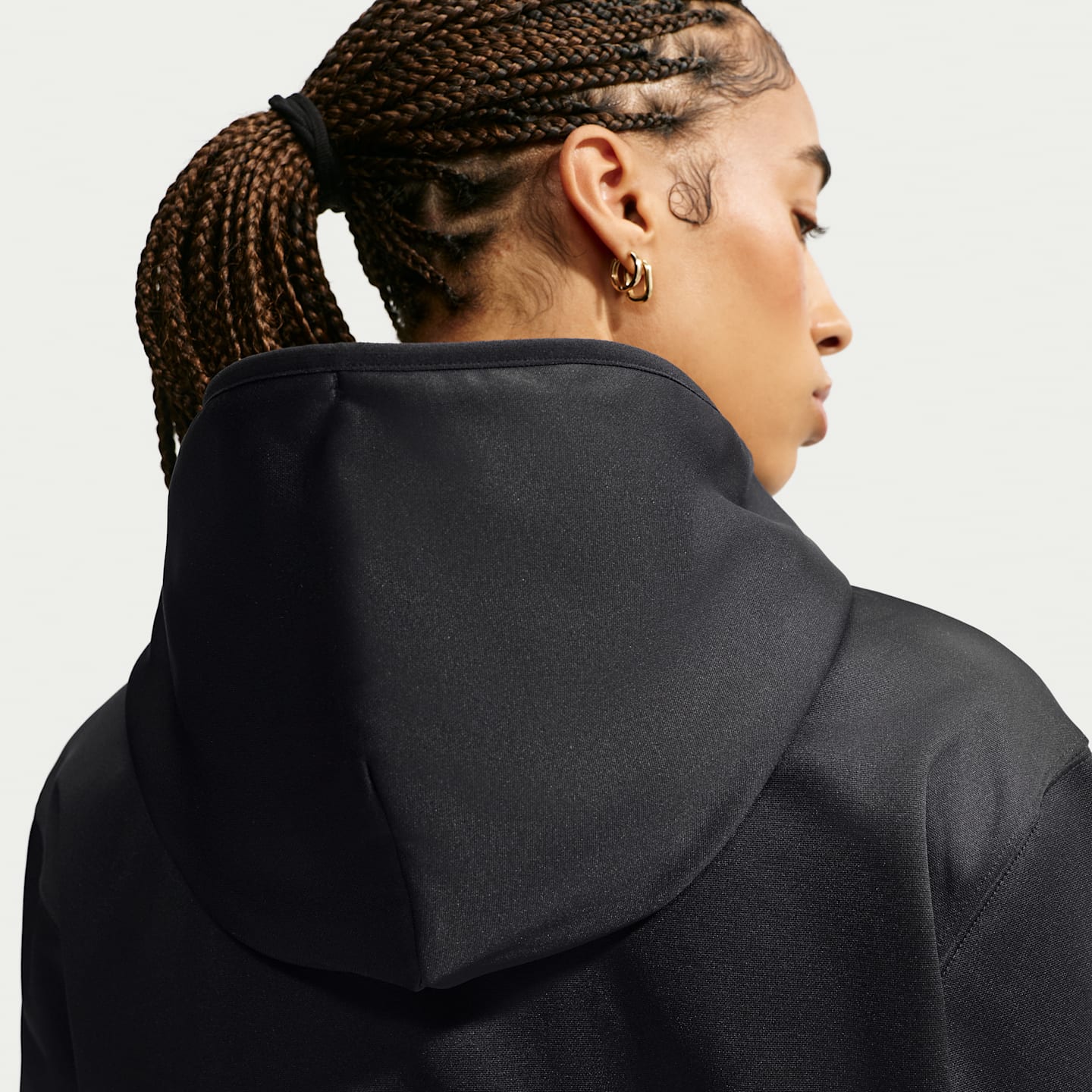 Женское худи на молнии Nike Studio Fleece Sport Therma-FIT, цвет: Чёрный / Белый — фото 2