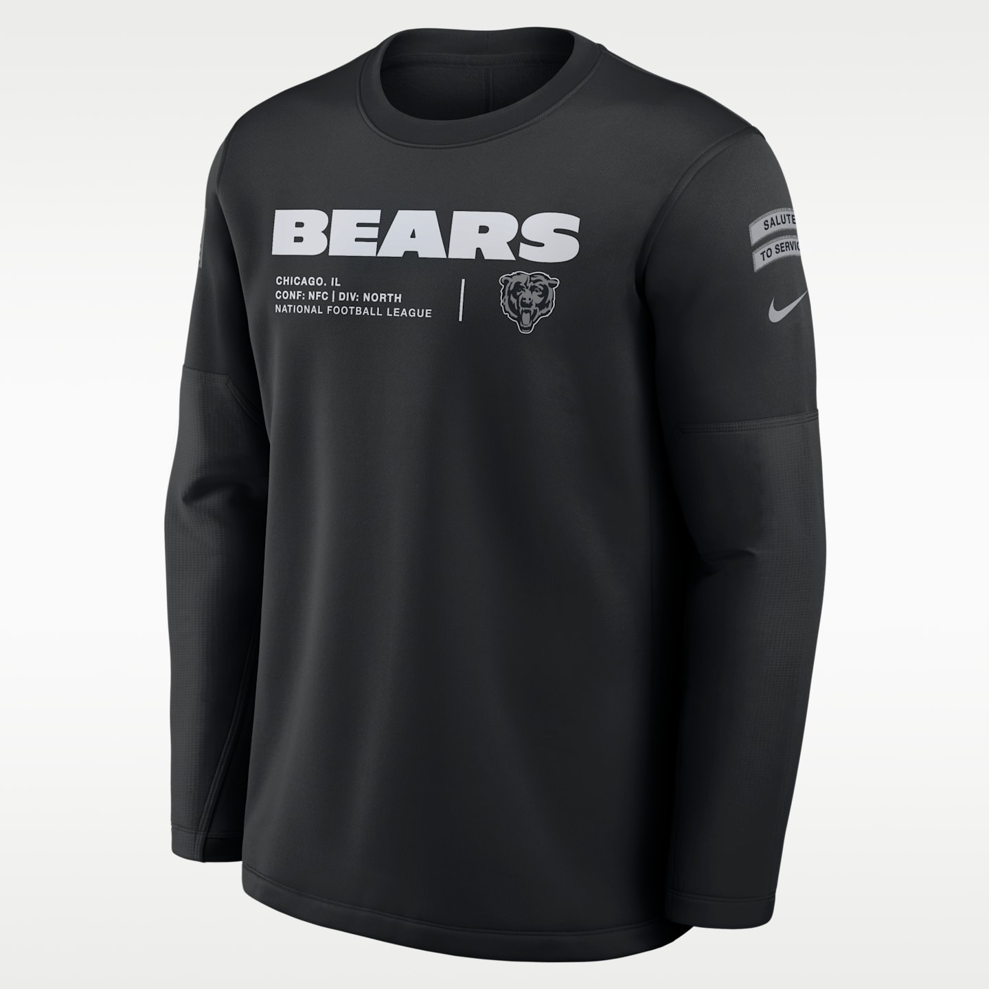 Мужской свитшот Nike Chicago Bears Salute to Service Sideline Coaches NFL, цвет: Чёрный — фото 1