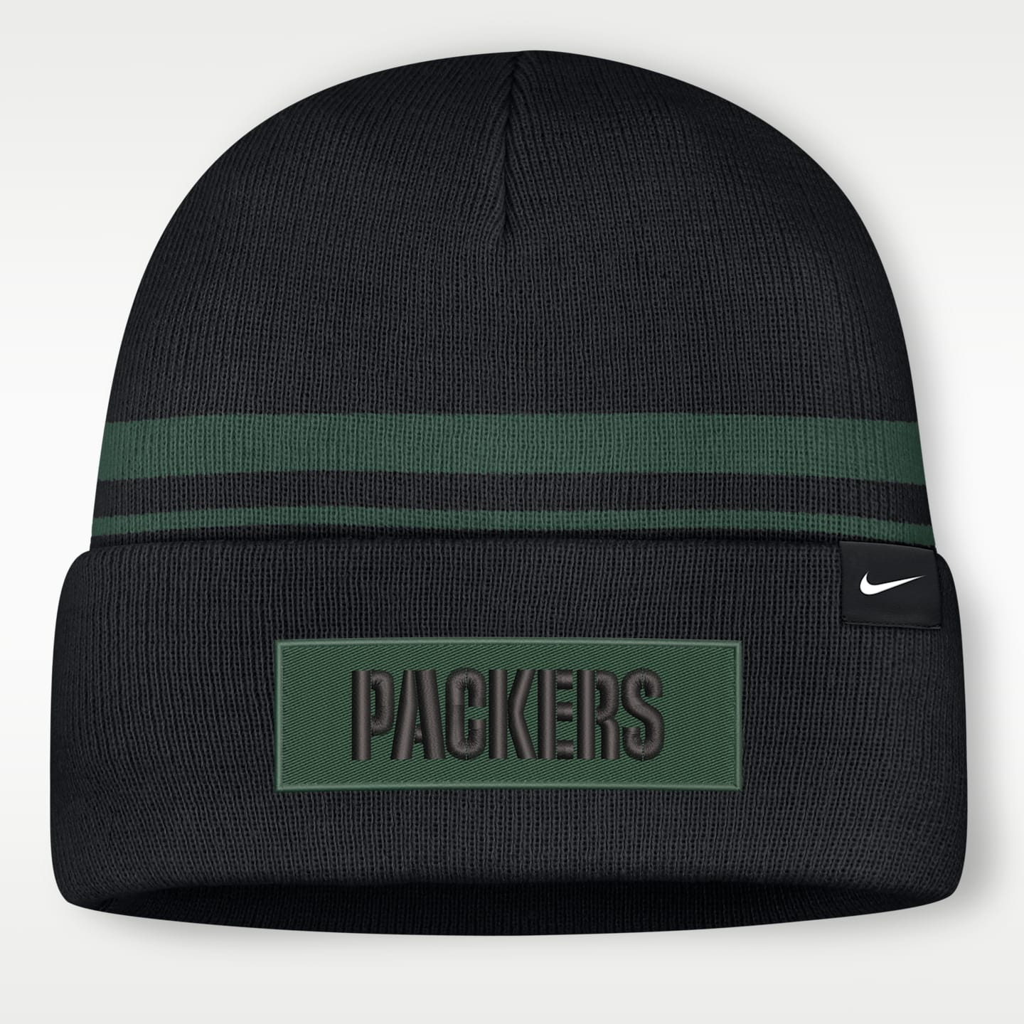 Мужская шапка бини Nike Green Bay Packers Primetime Utility NFL с отворотом, цвет: Чёрный — фото 2