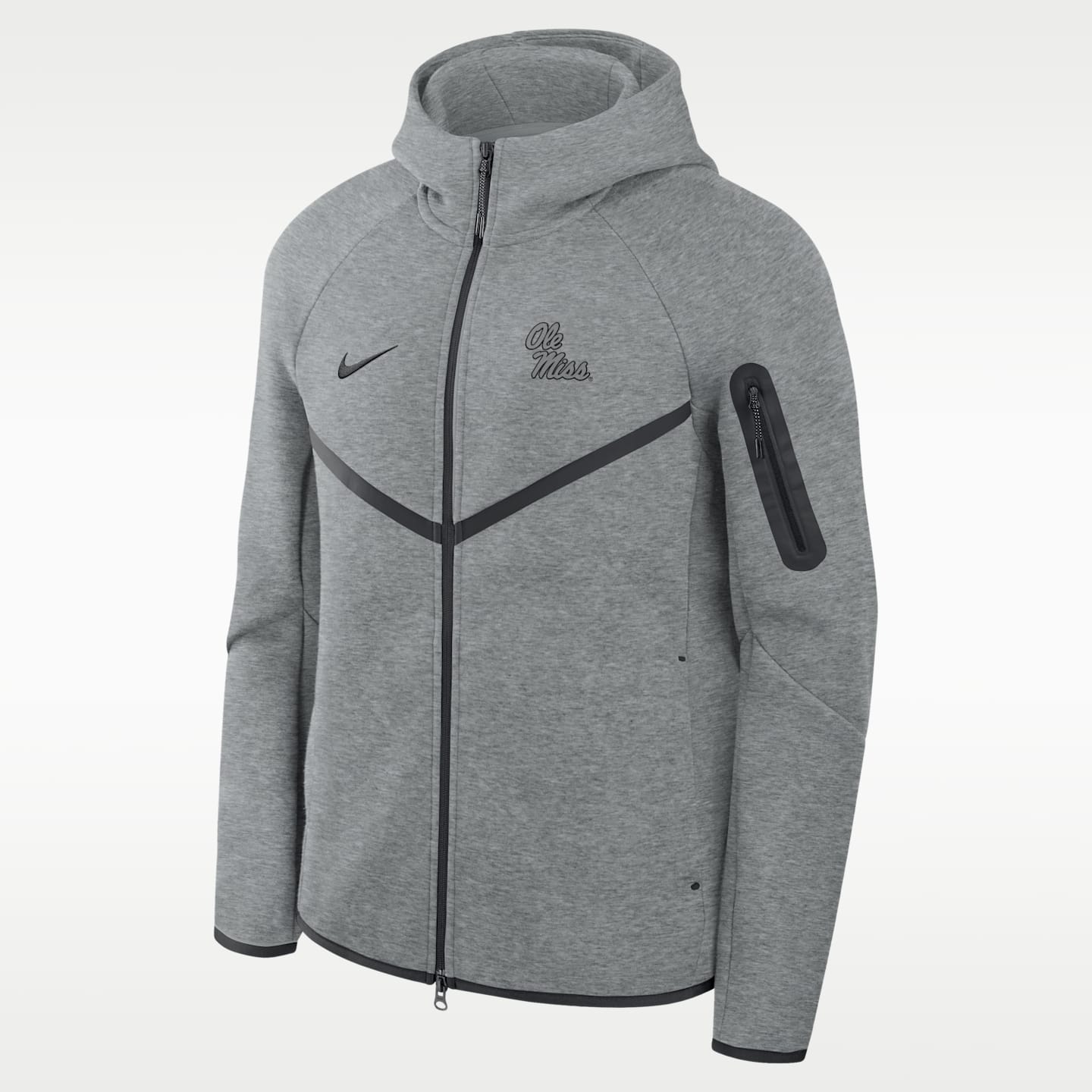 Мужское худи Nike Ole Miss Rebels Tech Basketball Fleece Full-Zip, цвет: Серый — фото 1