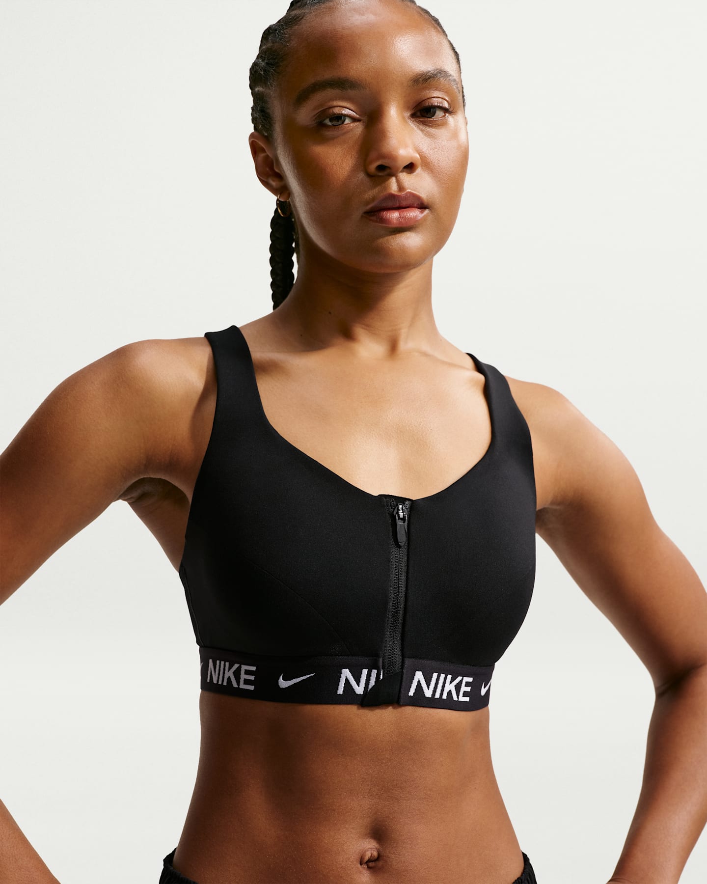 Спортивное бра Indy Front-Zip, уплотнённая чашка — Nike, цвет: Чёрный — фото 6