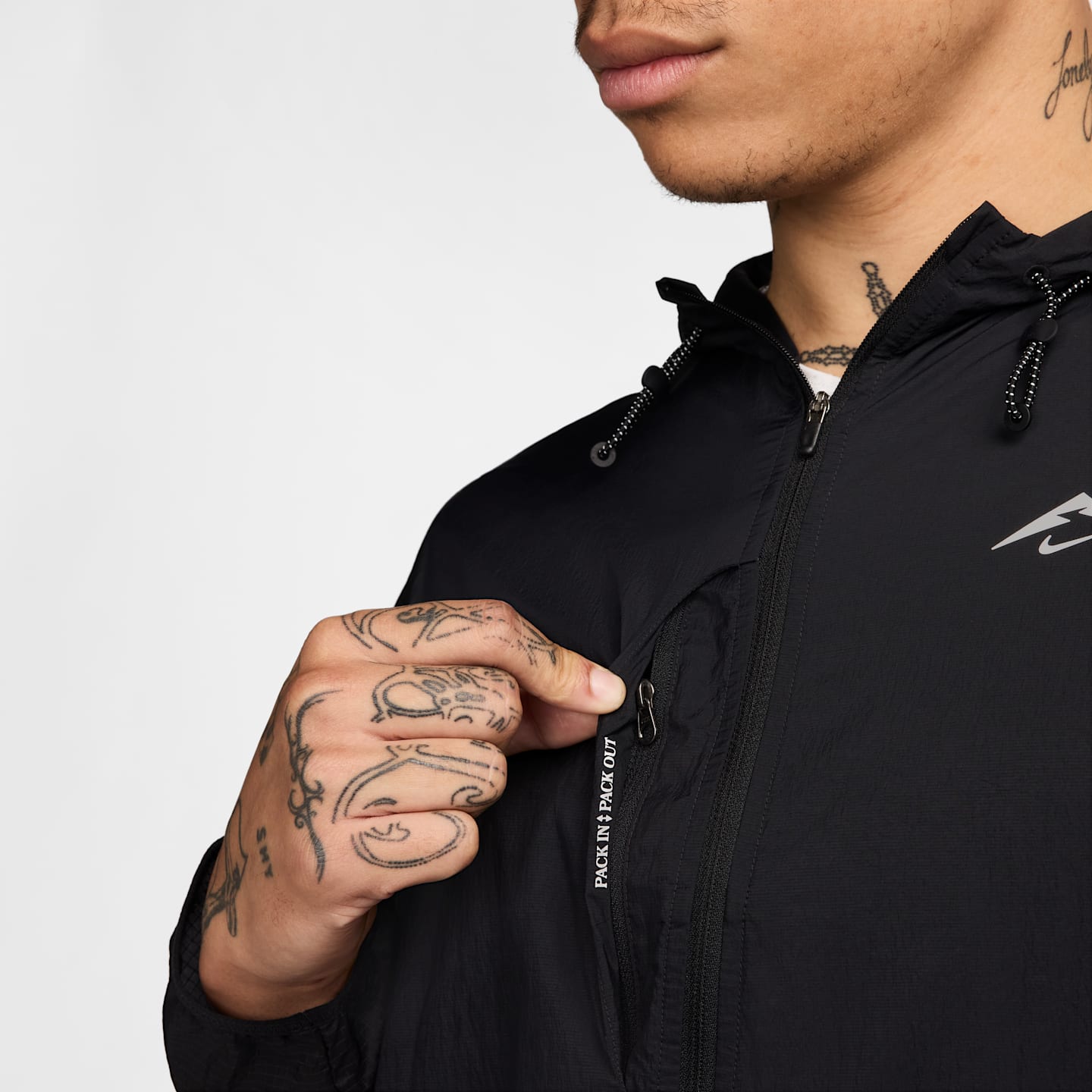Мужская беговая куртка Nike ACG Trail Aireez, цвет: Чёрный / Антрацитовый — фото 4