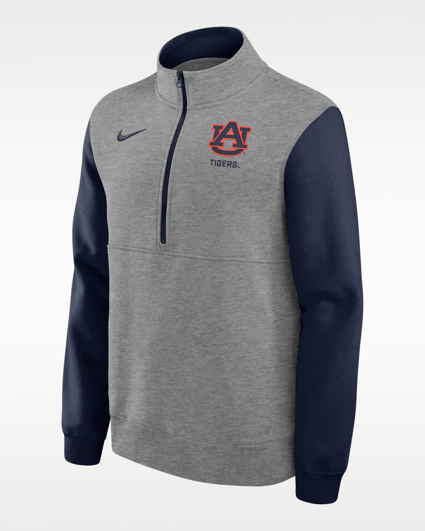 Мужской свитшот на молнии 1/2 Nike Auburn Club College, цвет: Серый меланжевый — фото 3