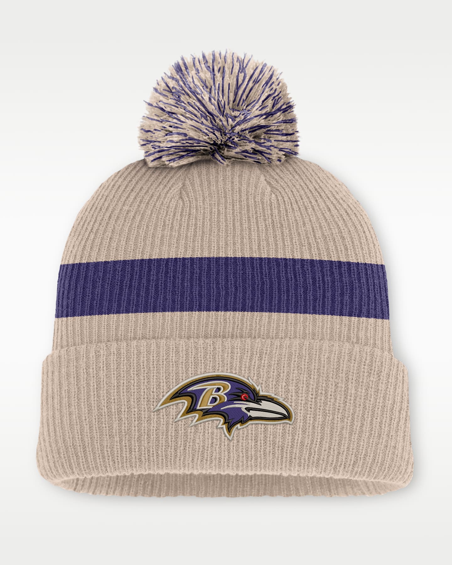 Мужская шапка с помпоном и отворотом Nike Baltimore Ravens Rewind Peak NFL, цвет: Песочный — фото 3