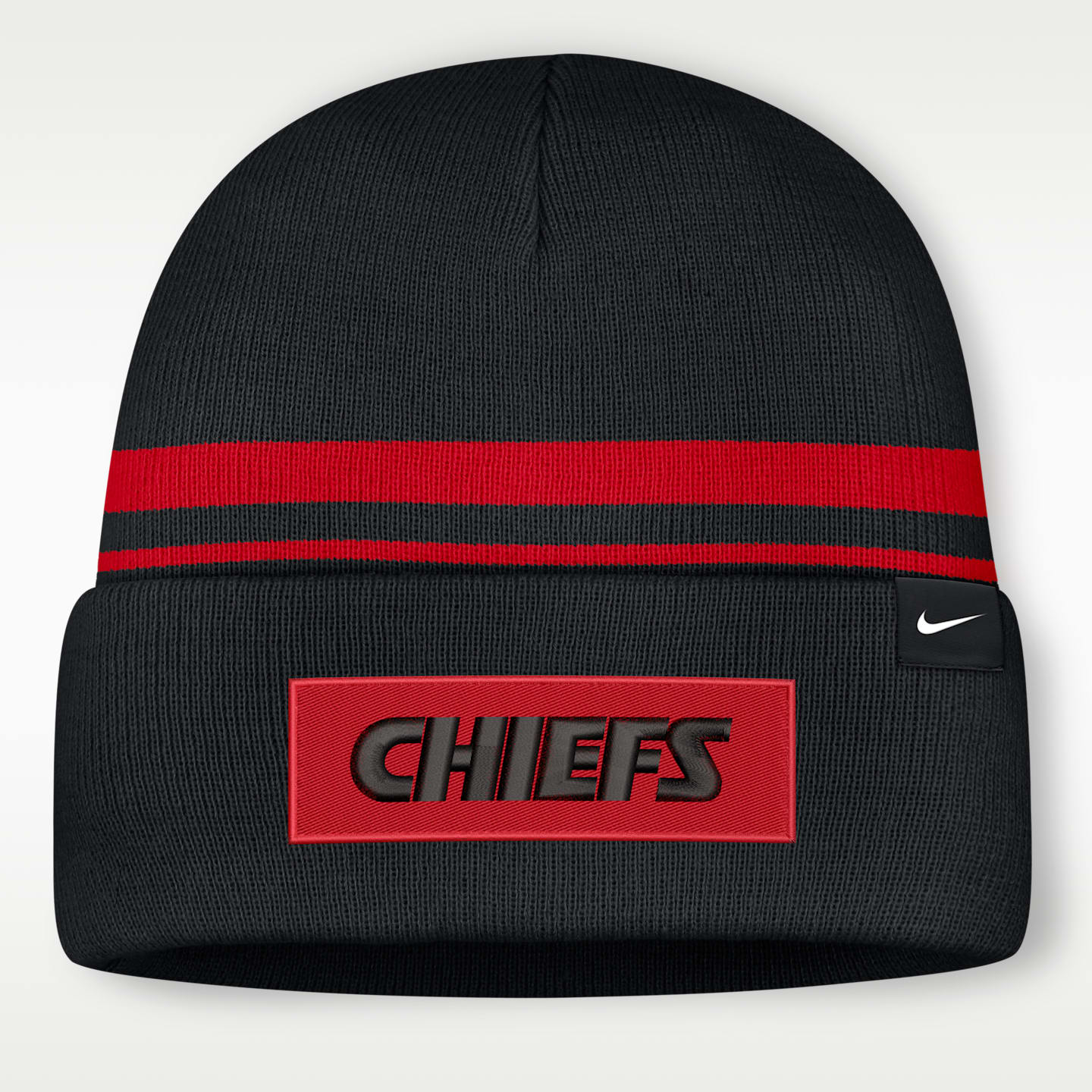 Мужская шапка-бини Nike NFL Kansas City Chiefs Primetime Utility с отворотом, цвет: Чёрный — фото 2