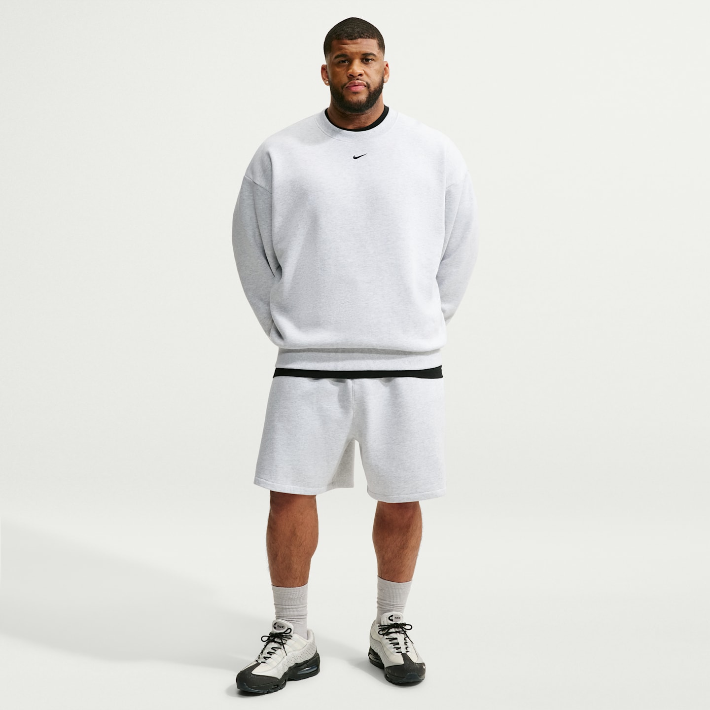 Мужские флисовые шорты Nike Solo, цвет: Берёзовый меланжевый / Чёрный — фото 6