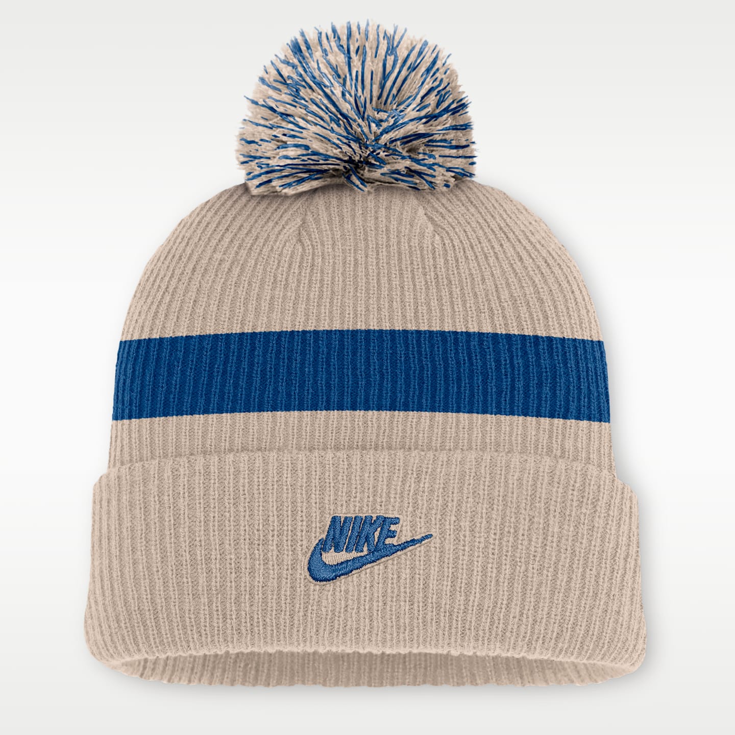 Мужская шапка бини Nike Indianapolis Colts Rewind Peak NFL с помпоном и отворотом, цвет: Песочный — фото 2
