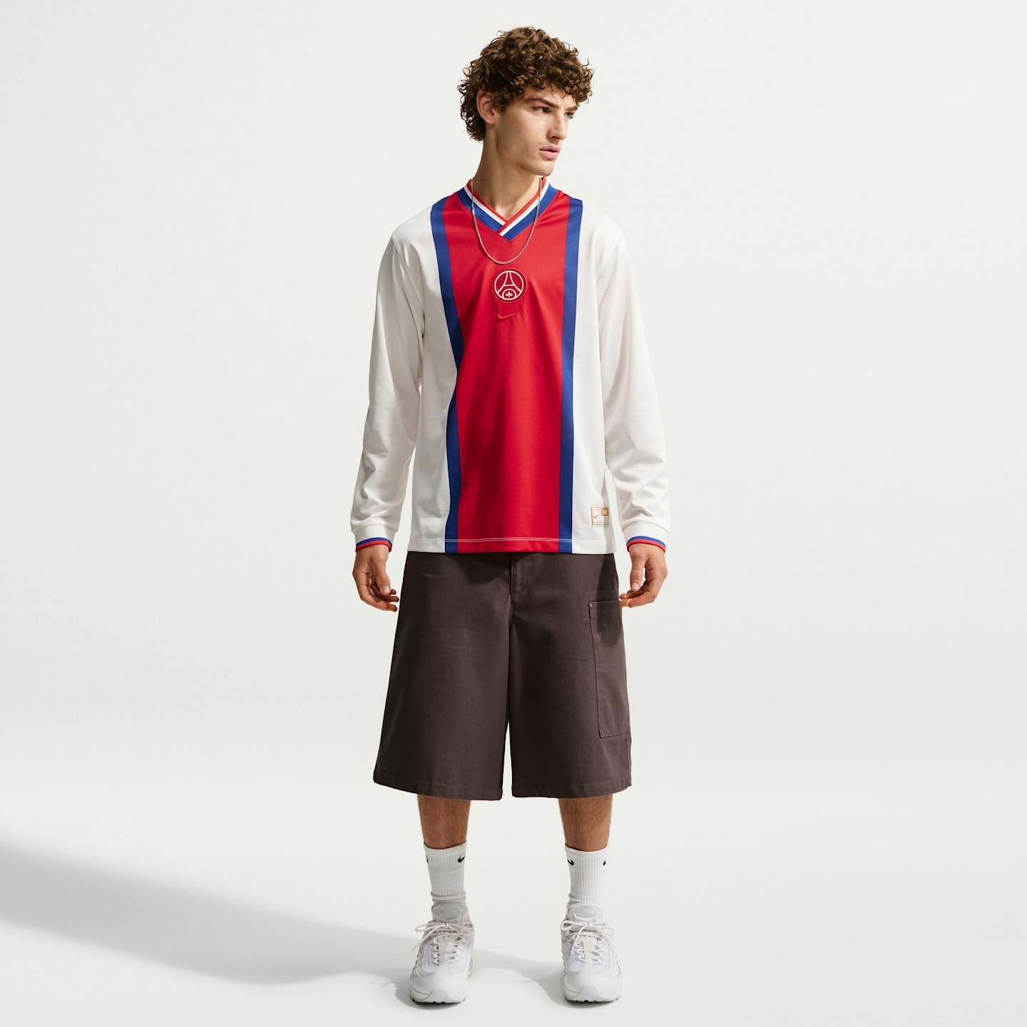 Мужское футбольное джерси с длинными рукавами Nike Paris Saint-Germain Energy Away Dri-FIT, цвет: Молочный / Красный — фото 4