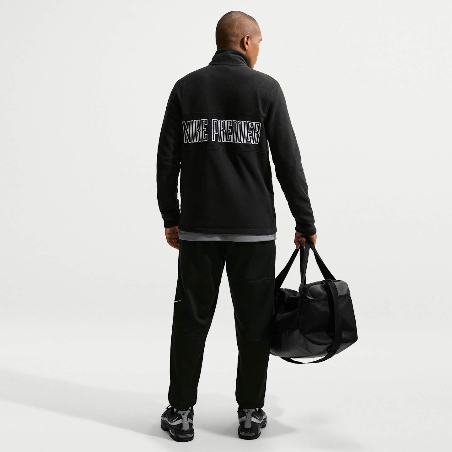 Мужская футбольная флисовая куртка на молнии Nike Premier Therma-FIT, цвет: Чёрный / Белый — фото 5