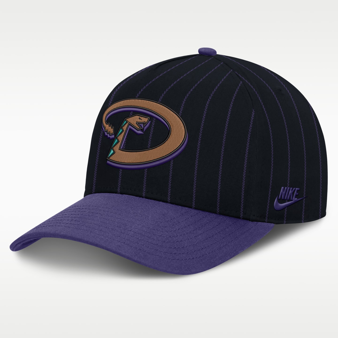 Мужская кепка Nike Arizona Diamondbacks Cooperstown Rise MLB A-Frame Adjustable Hat, цвет: Чёрный / Фиолетовый — фото 1