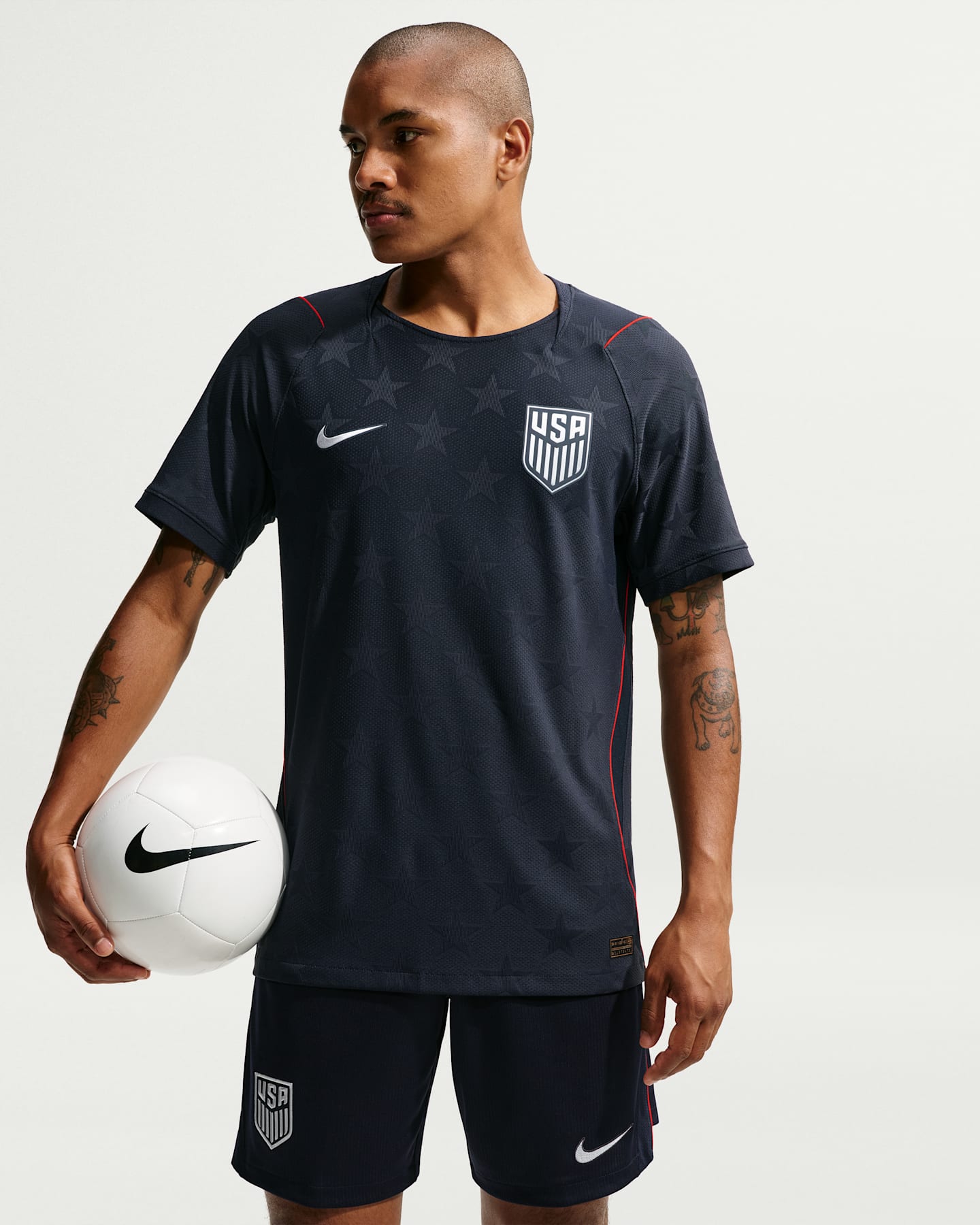 Мужской топ Nike Usmnt 2026 Match Away Aero-FIT Soccer Jersey, цвет: Обсидиановый / Красный — фото 6