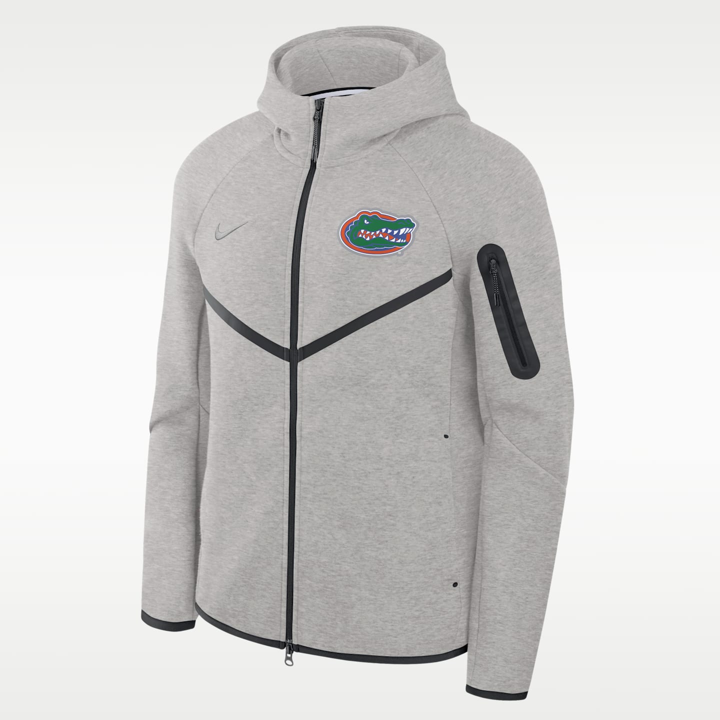 Мужская куртка с капюшоном на молнии Nike Florida Gators Tech Fleece Windrunner, цвет: Серый — фото 1