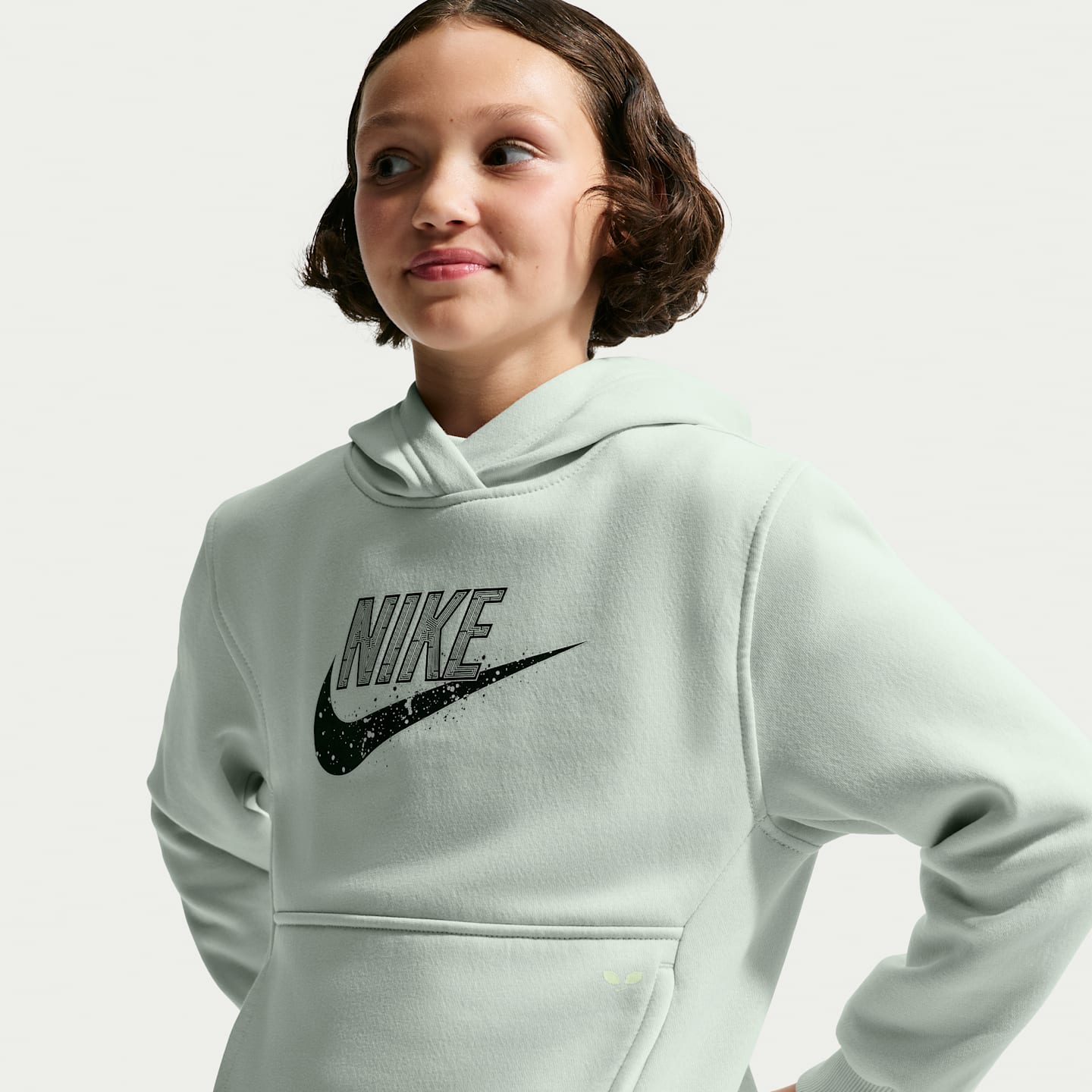 Детское худи Nike Sportswear Club "Alien" Fleece, цвет: Чёрный / Кислотно-жёлтый — фото 3