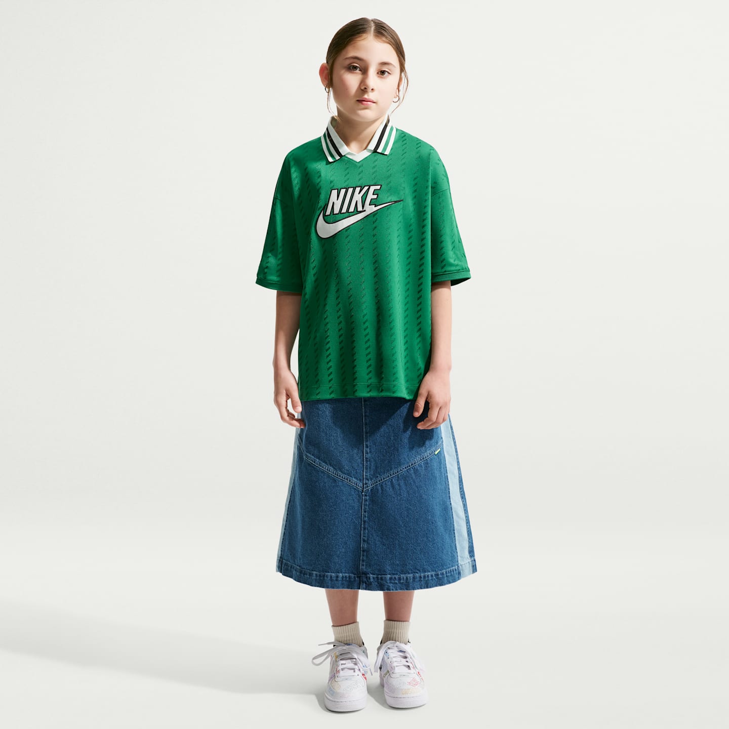Детское джерси Nike Sportswear с коротким рукавом, цвет: Зелёный / Чёрный — фото 6