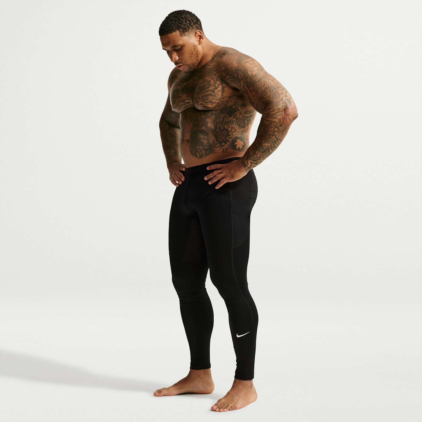 Мужские утеплённые тайтсы Nike Pro Warm, цвет: Чёрный / Белый — фото 8