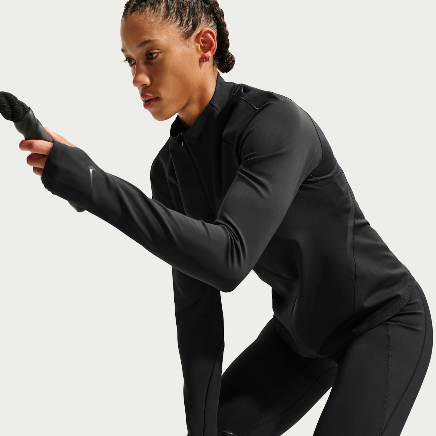 Женский топ Nike Universa на молнии 1/4 с длинным рукавом, цвет: Чёрный / Антрацитовый — фото 3