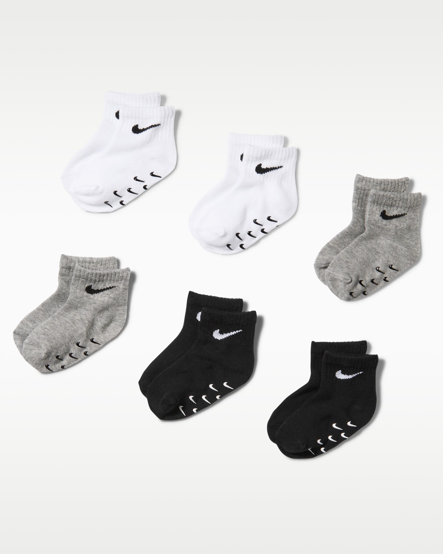 Нескользящие носки для малышей Nike Core Swoosh, 6 пар, цвет: Тёмный серый меланжевый — фото 4