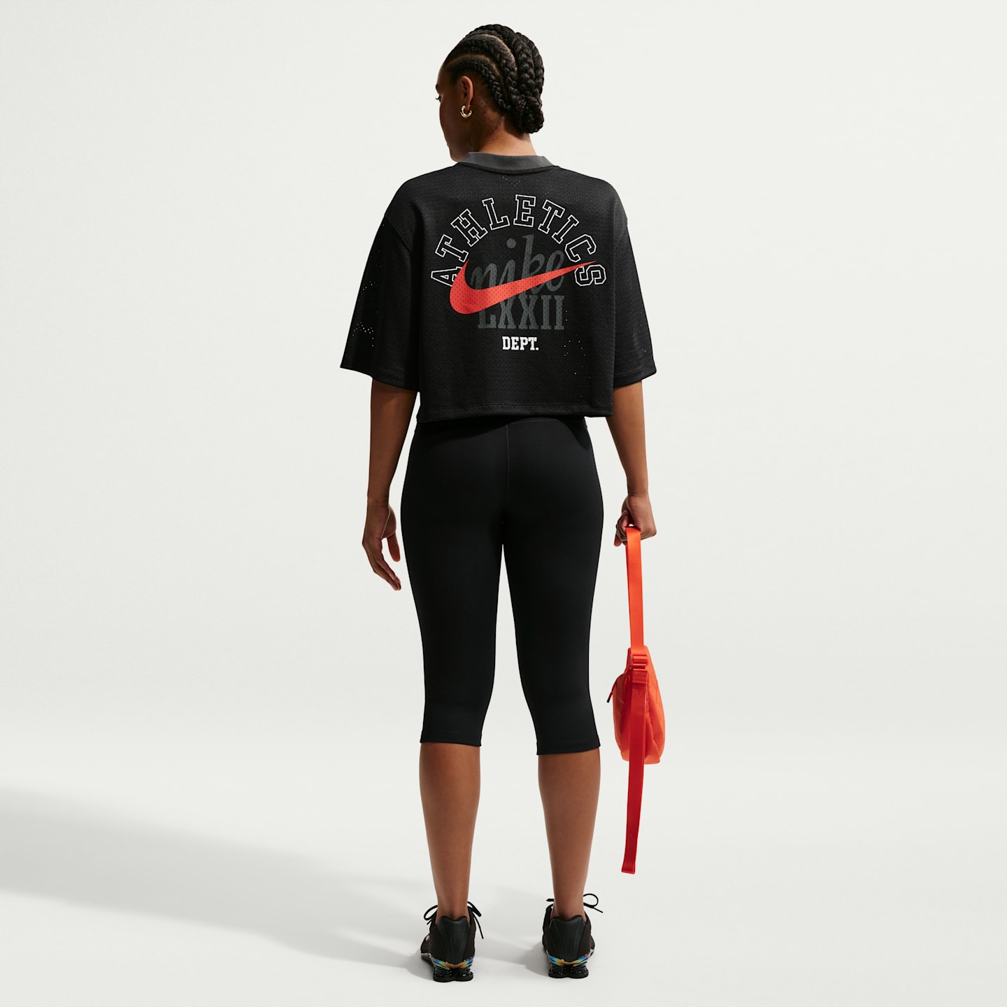 Женский топ Nike Sportswear Oversized Heritage Cropped Mesh Jersey, цвет: Чёрный / Антрацитовый — фото 5