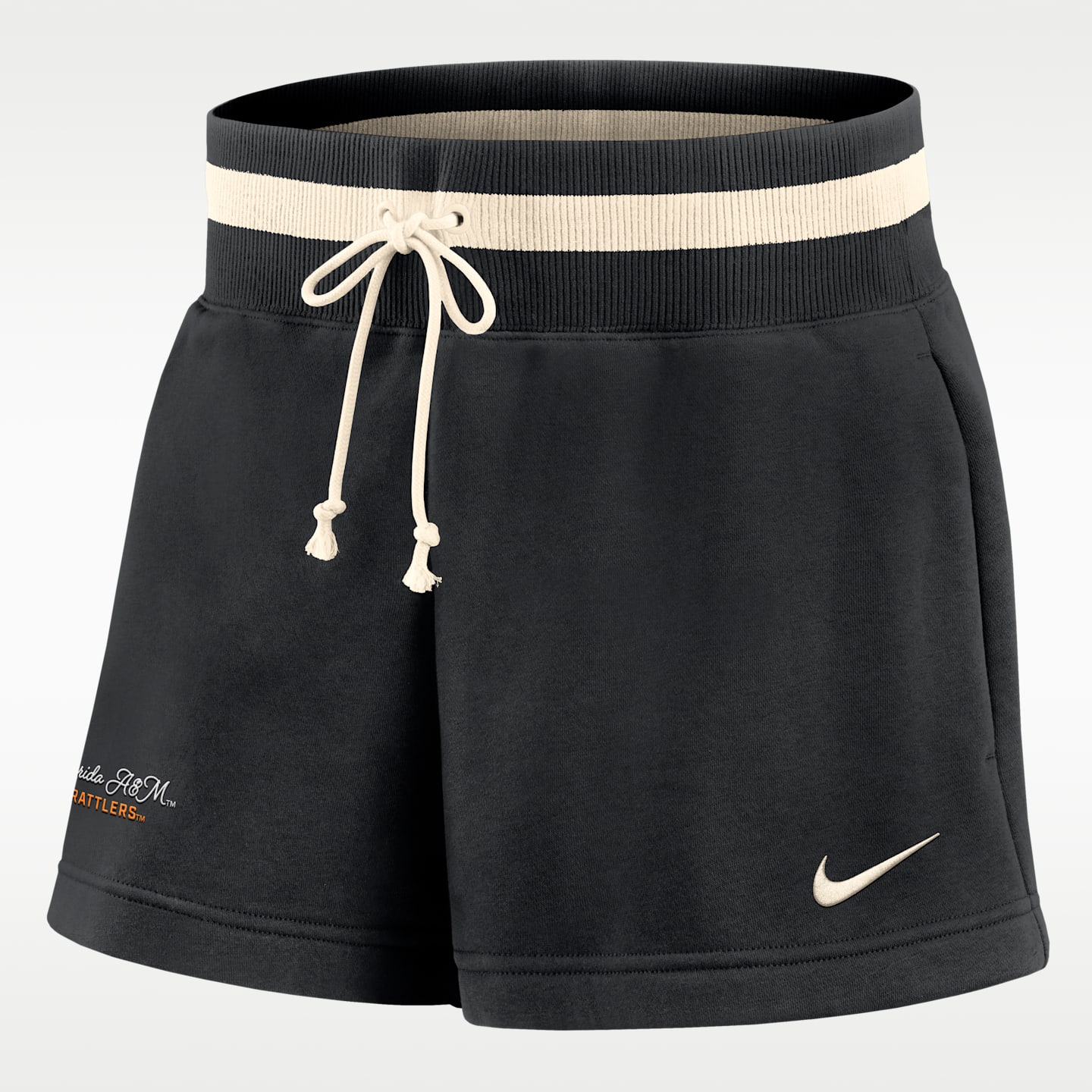 Женские шорты Nike Phoenix Fleece College Florida A&M University 4" со средней посадкой, цвет: Чёрный — фото 1