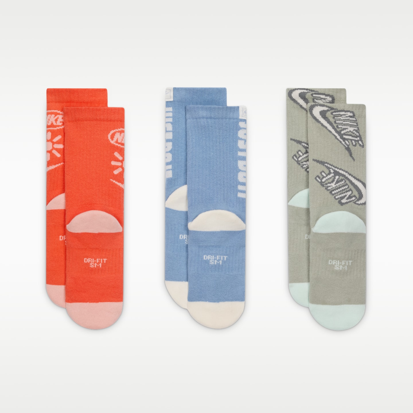 Детские носки Nike Everyday Plus Cushioned, 3 пары, цвет: Разноцветный — фото 3