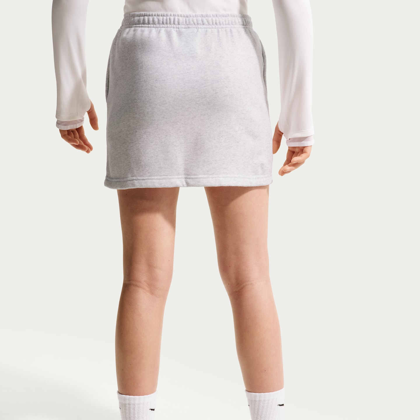 Юбка Nike Sportswear Studio Fleece French Terry Skirt для девочек, цвет: Берёзовый меланжевый / Белый — фото 3