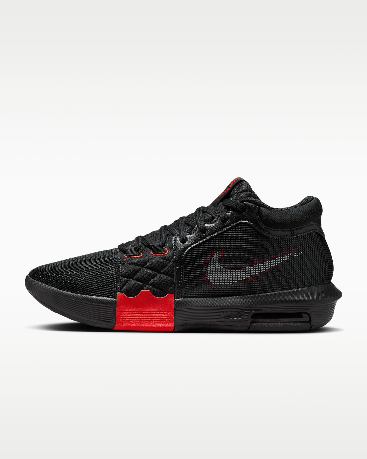 Женские кроссовки Nike LeBron Witness 8 Basketball, цвет: Чёрный / Красный — фото 9