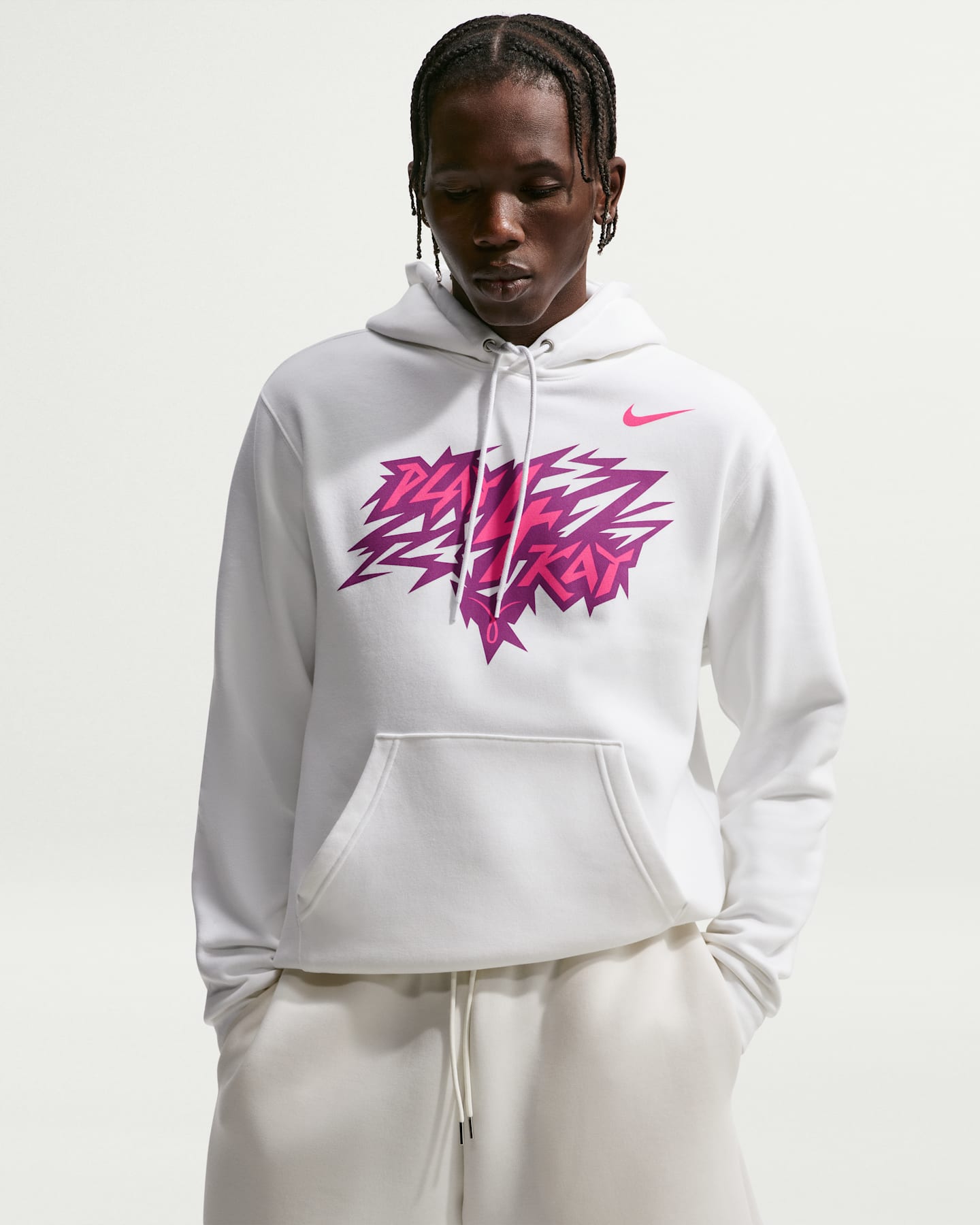 Мужское худи Nike "Play4Kay" Collection Club Fleece, цвет: Белый — фото 6