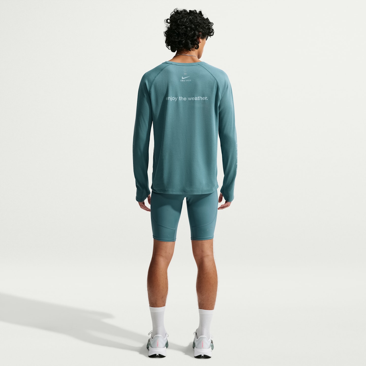 Мужской топ Nike Stride Dri-FIT Waffle с круглым вырезом, цвет: Синий / Белый — фото 5