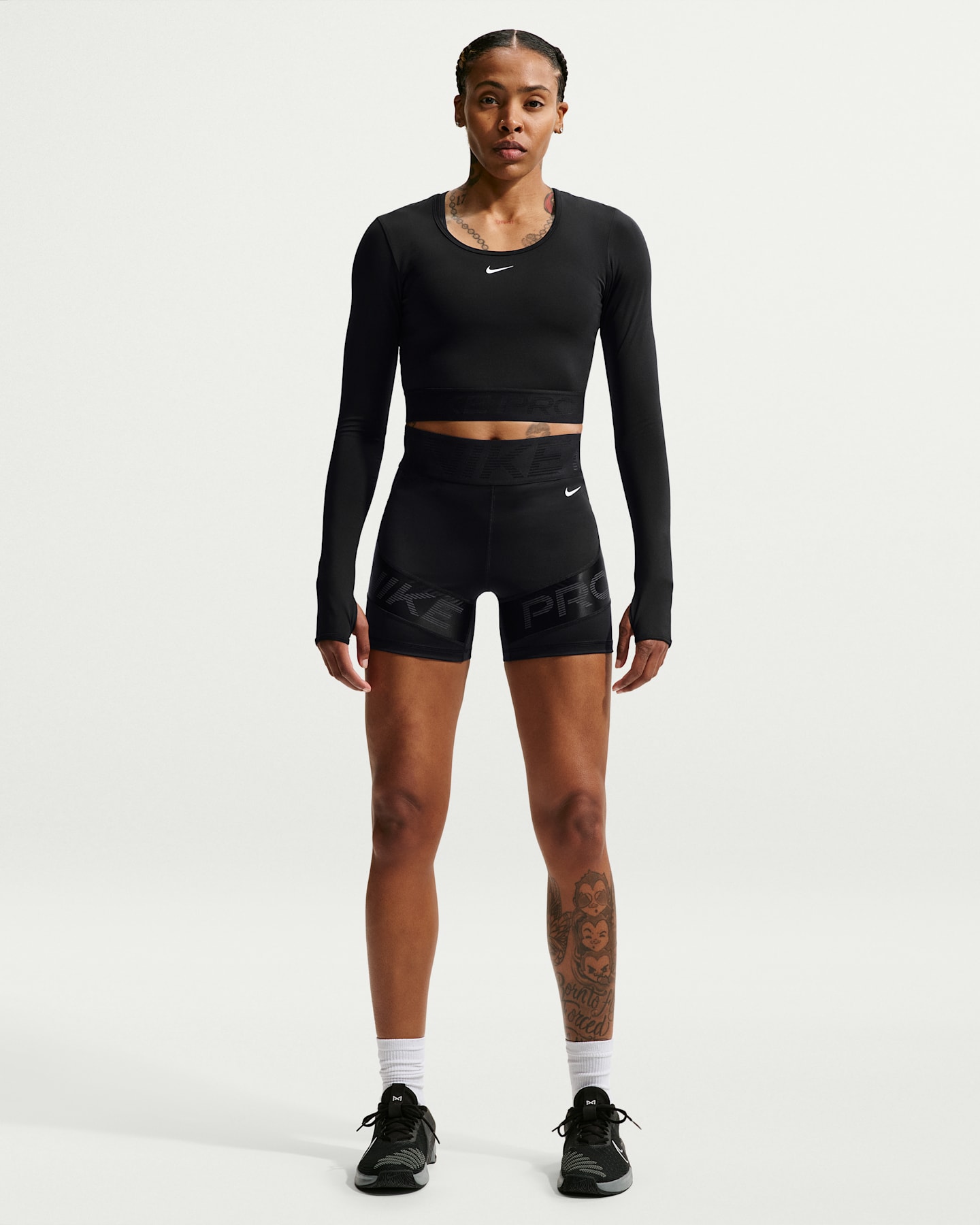 Женские байкерские шорты Nike Pro Sculpt Dri-FIT 5" с высокой талией, цвет: Чёрный / Антрацитовый — фото 6
