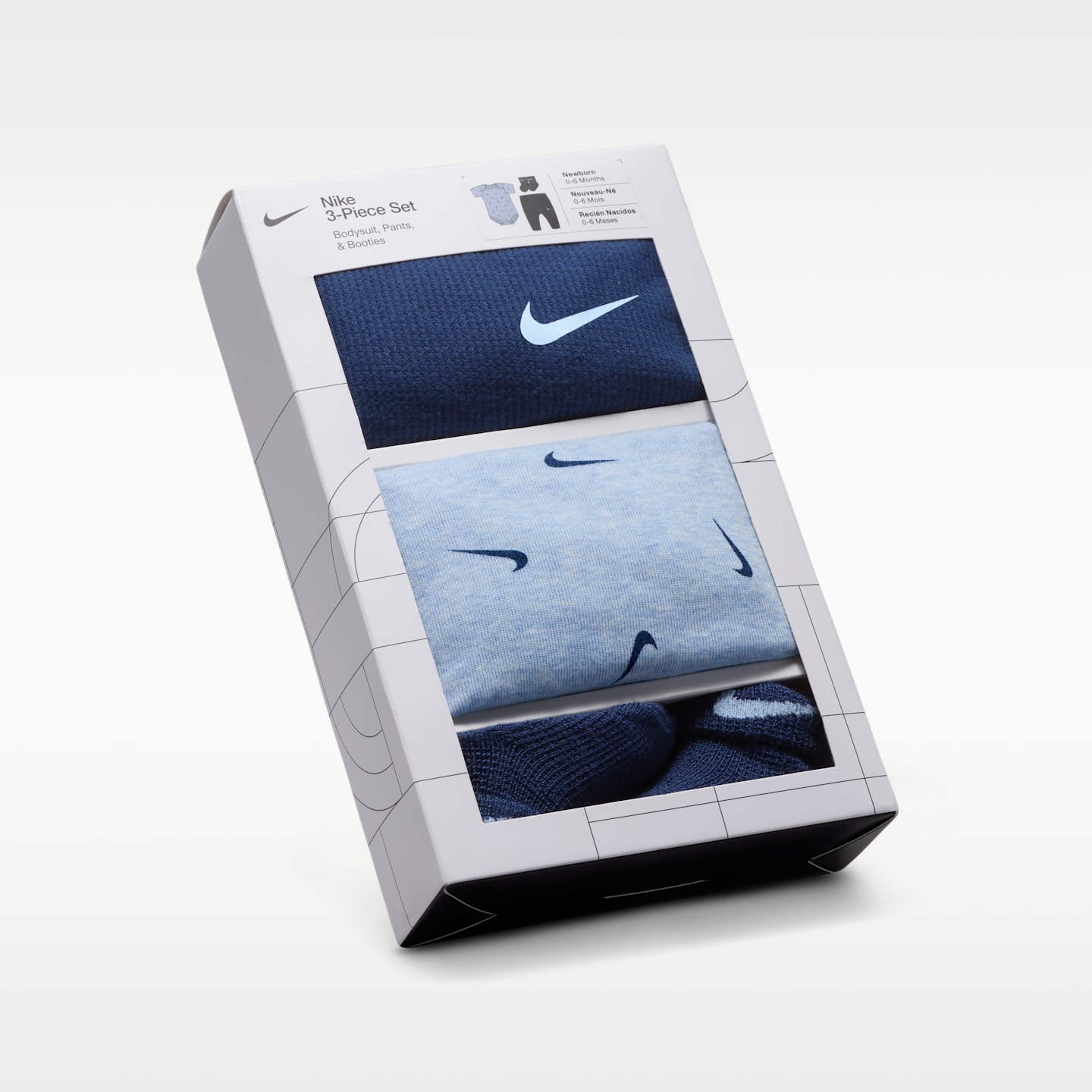Комплект из трёх предметов для малышей Nike: боди и вафельные брюки, цвет: Полуночный тёмно-синий — фото 3