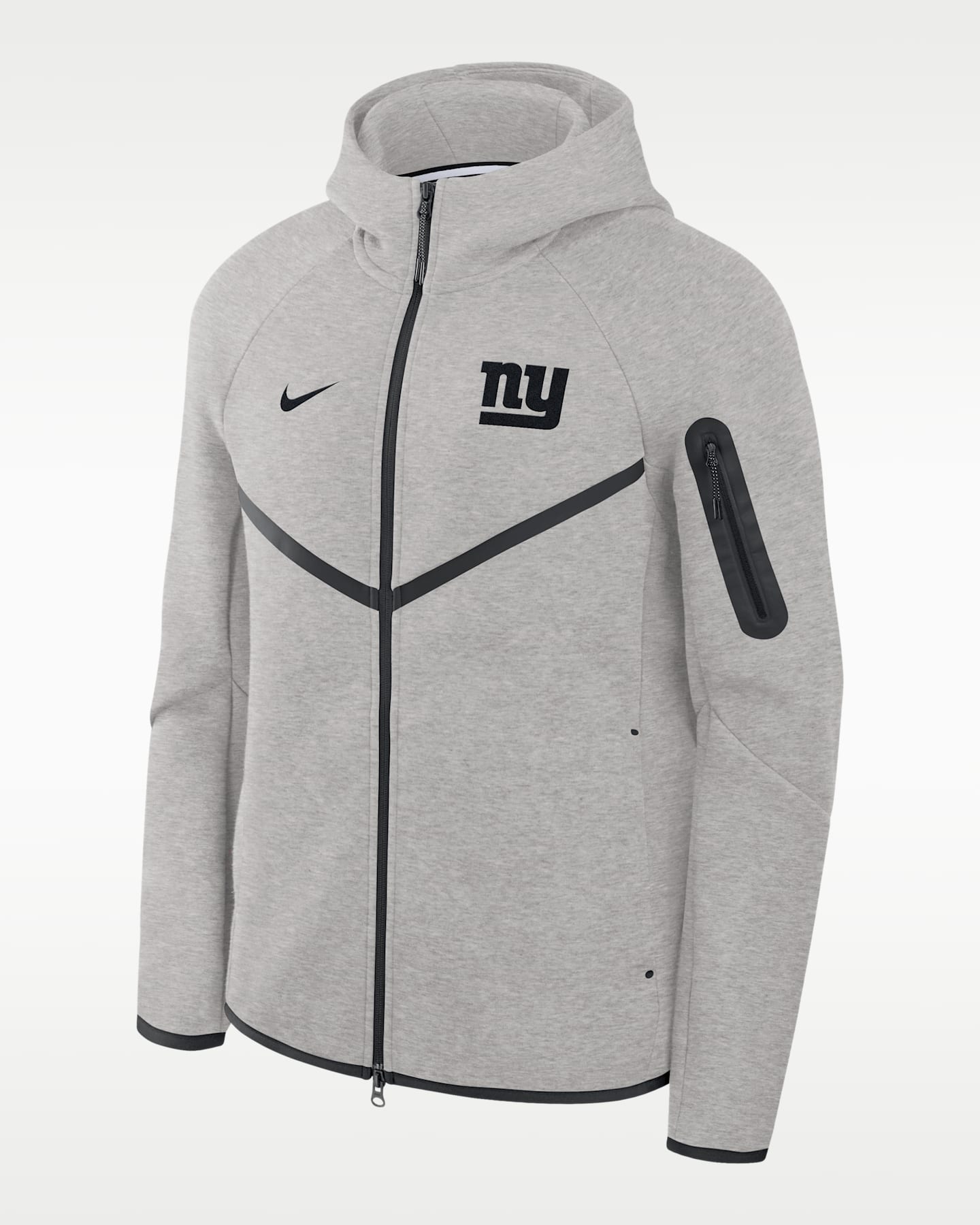 Мужская куртка Nike New York Giants Top Billing Tech Fleece Windrunner NFL Full-Zip Hooded, цвет: Серый меланжевый / Чёрный — фото 3