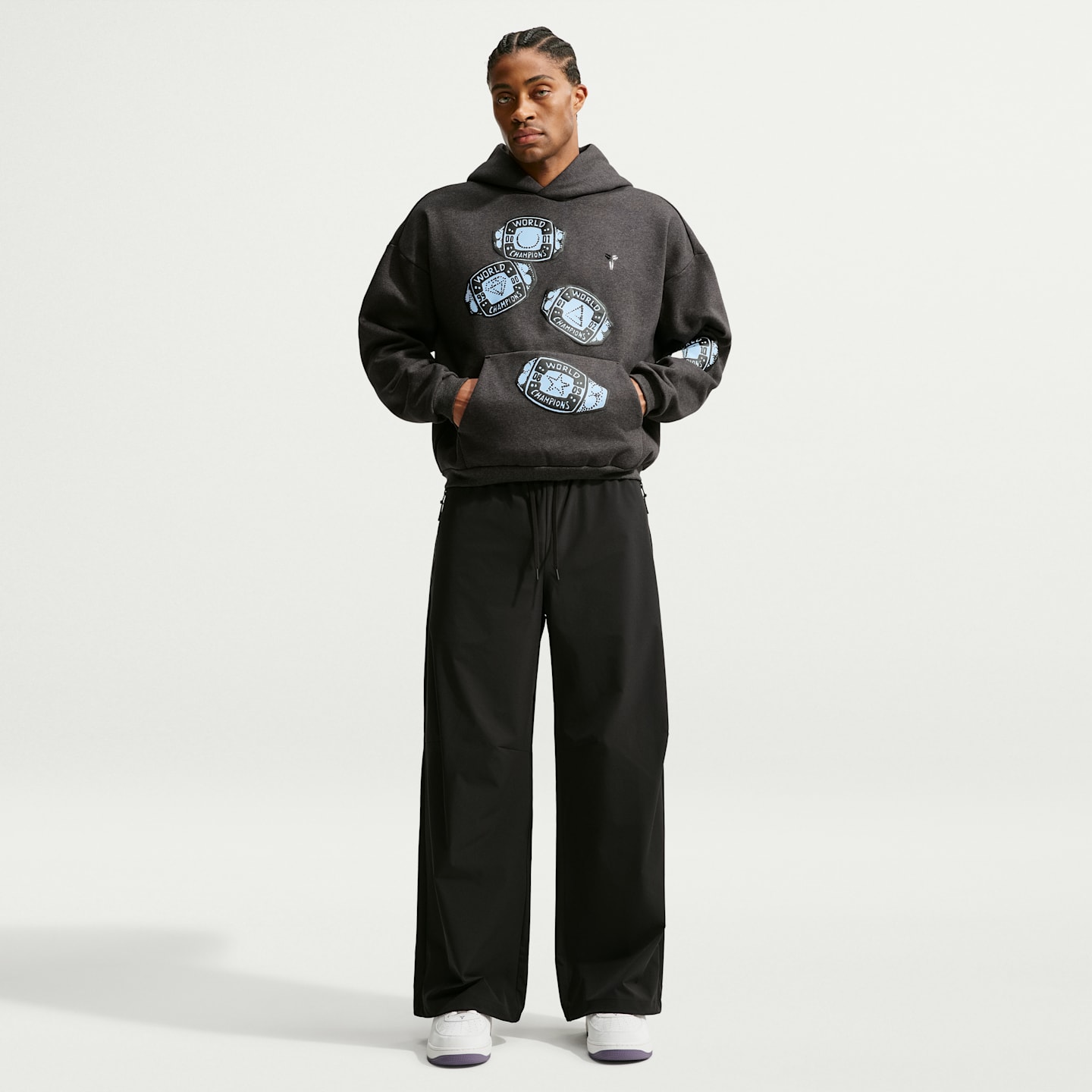 Мужское баскетбольное худи Nike Kobe Standard Issue Therma-FIT, цвет: Чёрный меланжевый / Чёрный — фото 4