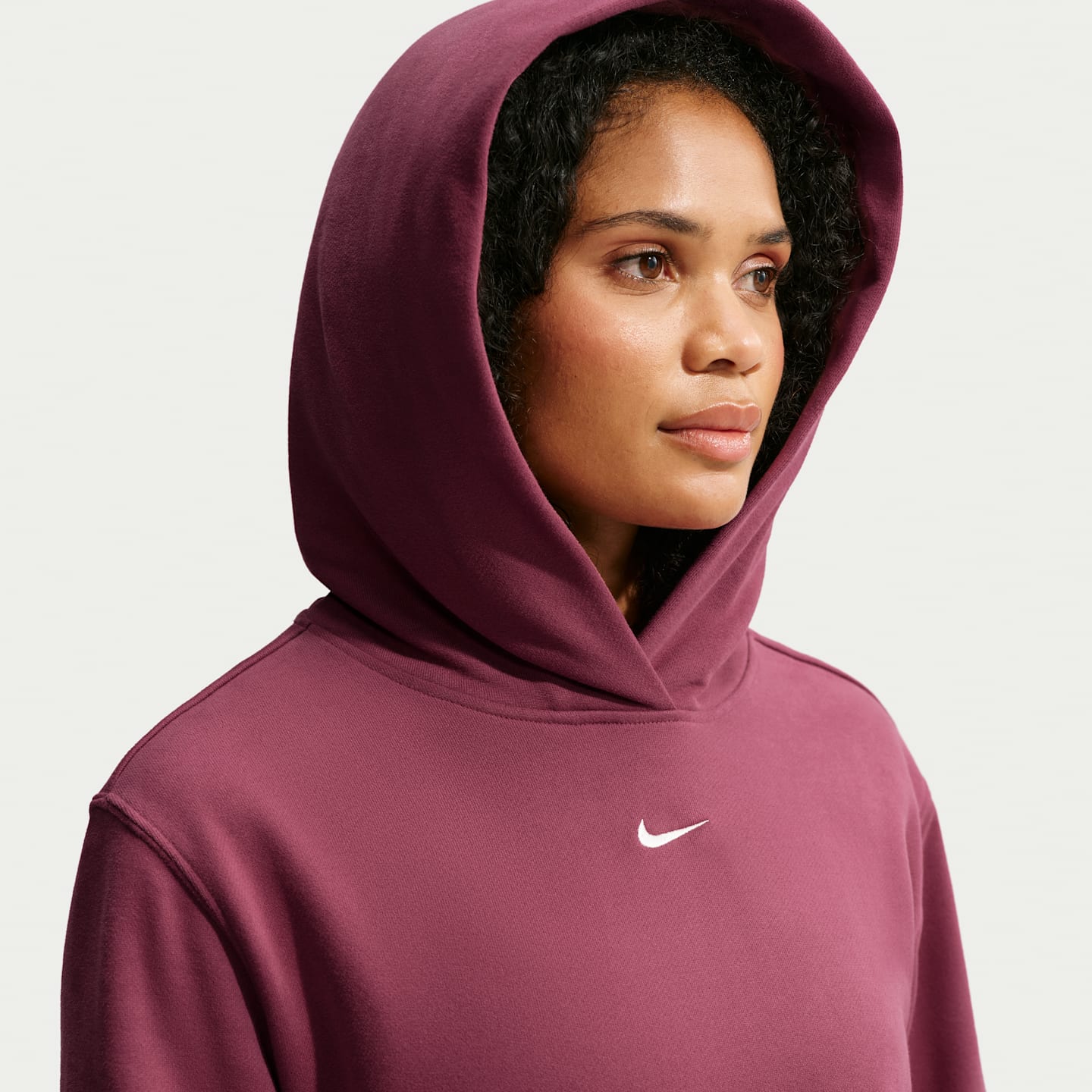 Женское худи Nike Studio Fleece Lightweight French Terry, цвет: Розовый / Молочный — фото 6
